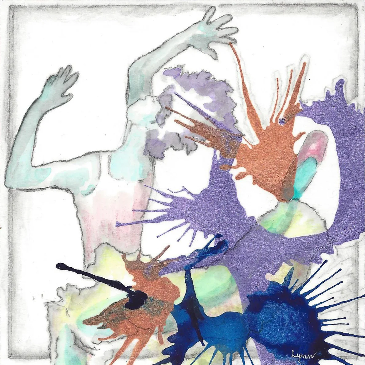 Flash Dance-6x6 artist board-ink, graphite, acrylic paint-Feb. 2019.jpg
