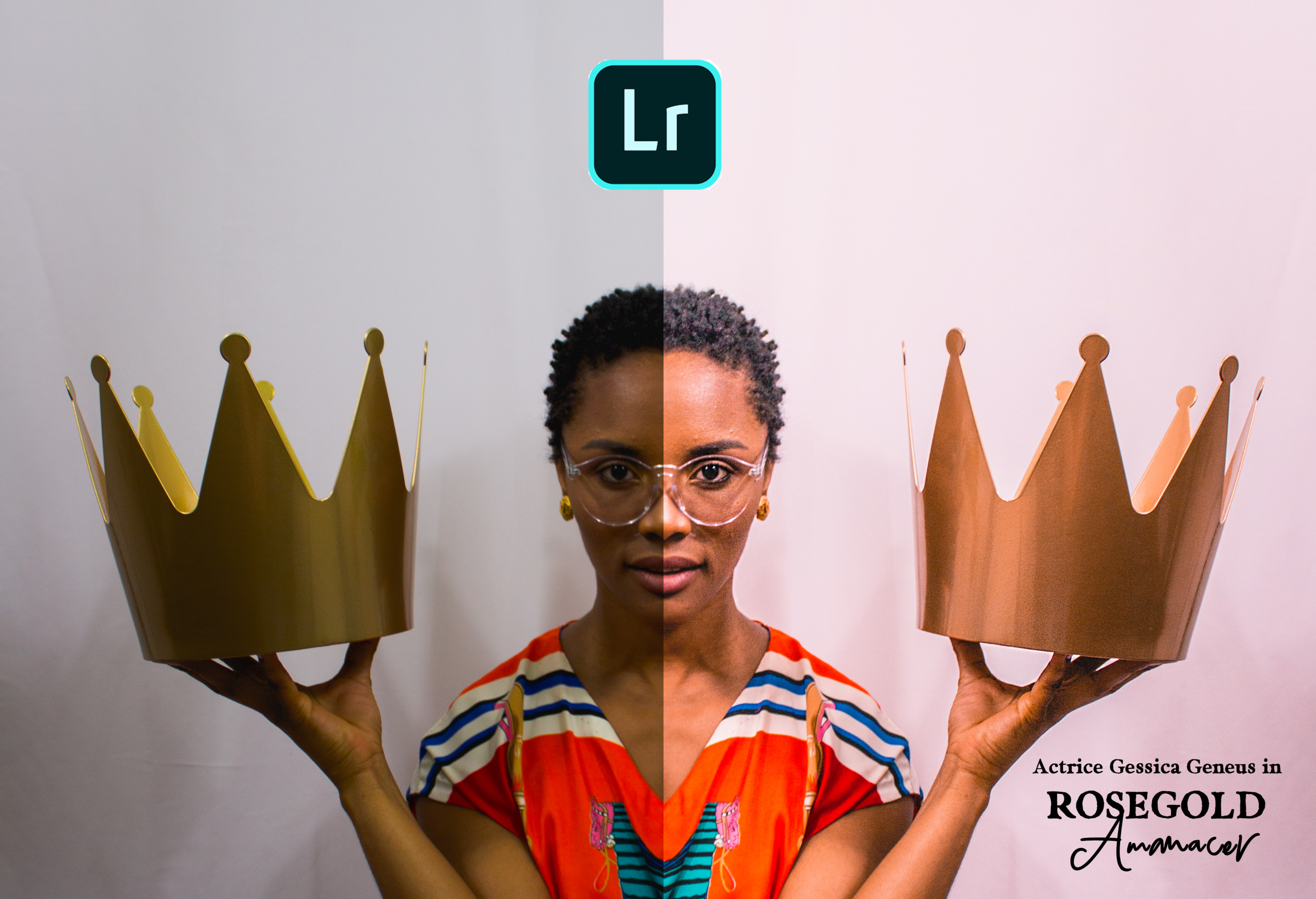Rosegold Preset Pack - CROWN Preset was used to transform this image of Haitian Actor and Film Director Gessica Geneus.
