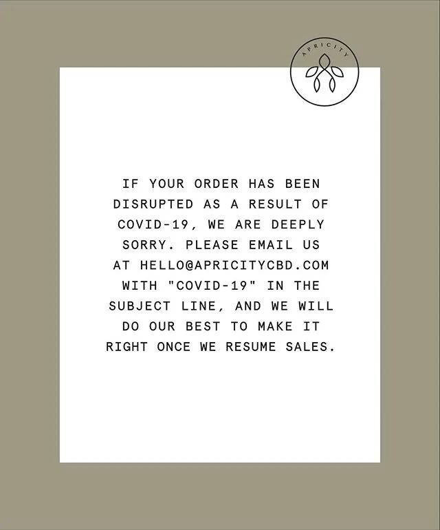 We always aim to take care of our customers 🌿
.
.
We realize that temporarily closing sales causes some of our customers unique hardships. We are deeply sorry that we cannot provide your with your CBD medicines. Please let us know if your order was