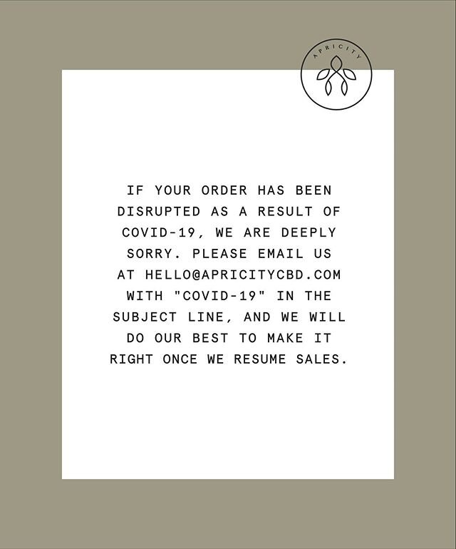 We always aim to take care of our customers 🌿
.
.
We realize that temporarily closing sales causes some of our customers unique hardships. We are deeply sorry that we cannot provide your with your CBD medicines. Please let us know if your order was 