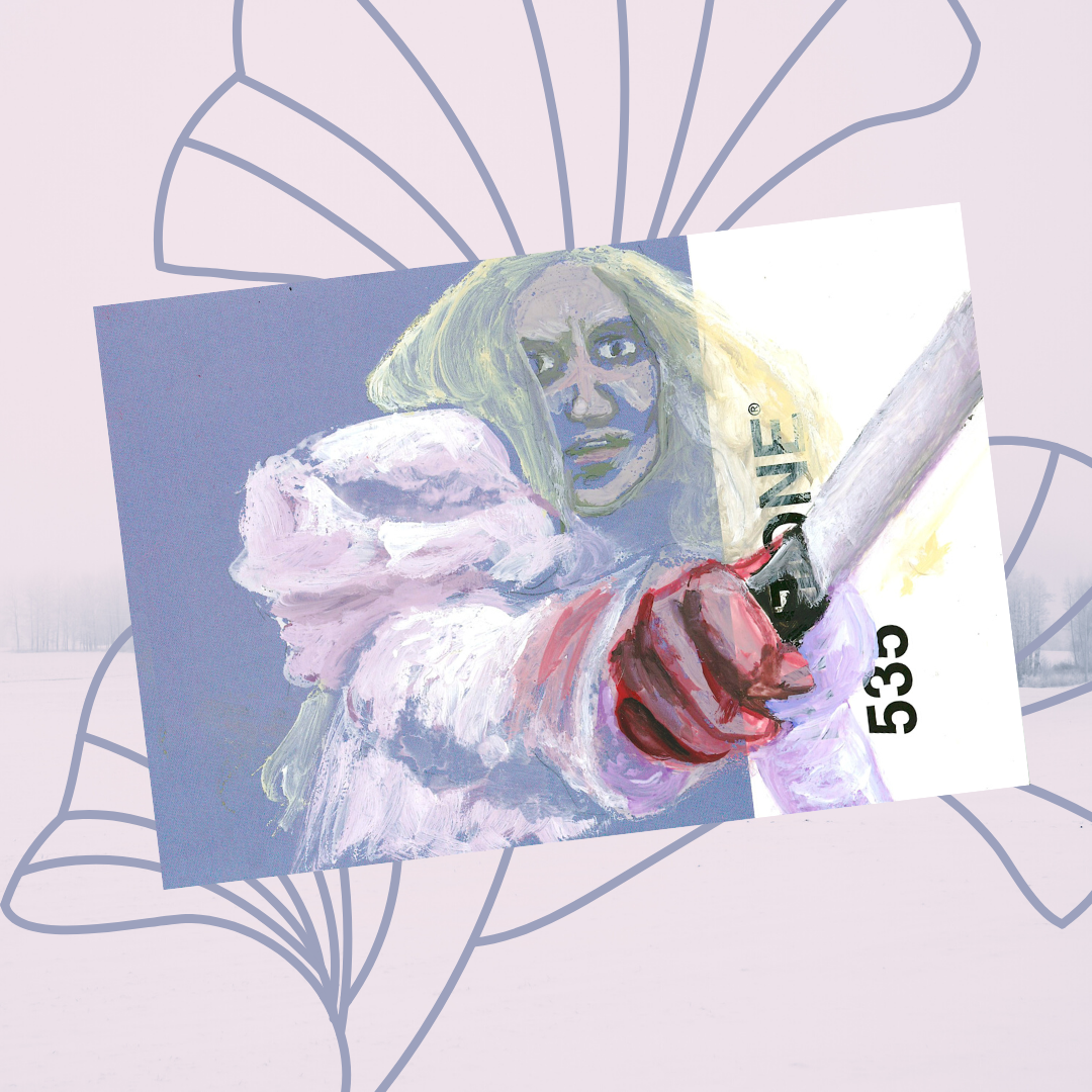 Crimson Peak (2015) has a lavender undertone for the entire last sequence of the movie, despite also having some dark blacks and reds. This contrast is referenced in this piece, which uses a purple Pantone shade to build the lavender and white shade…