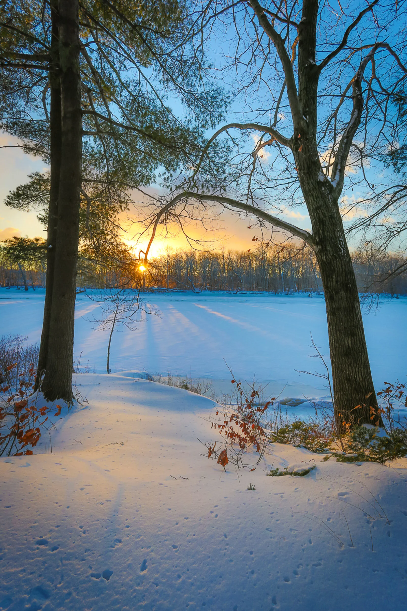 Sunset on Frozen Androscoggin River 9x12 Lustre Print