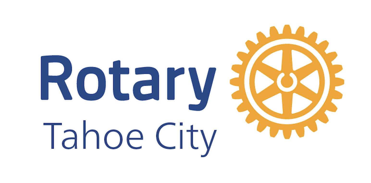 Rotary logo with blue text 'Rotary Tahoe City' and a gold gearwheel symbol.