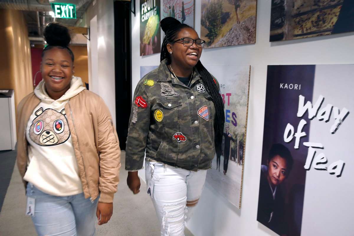 Kaylani Kelley (left) and Jaida Clark have Airbnb summer jobs in the city’s “Opportunities for All” program. PHOTO BY Paul Chinn / The Chronicle