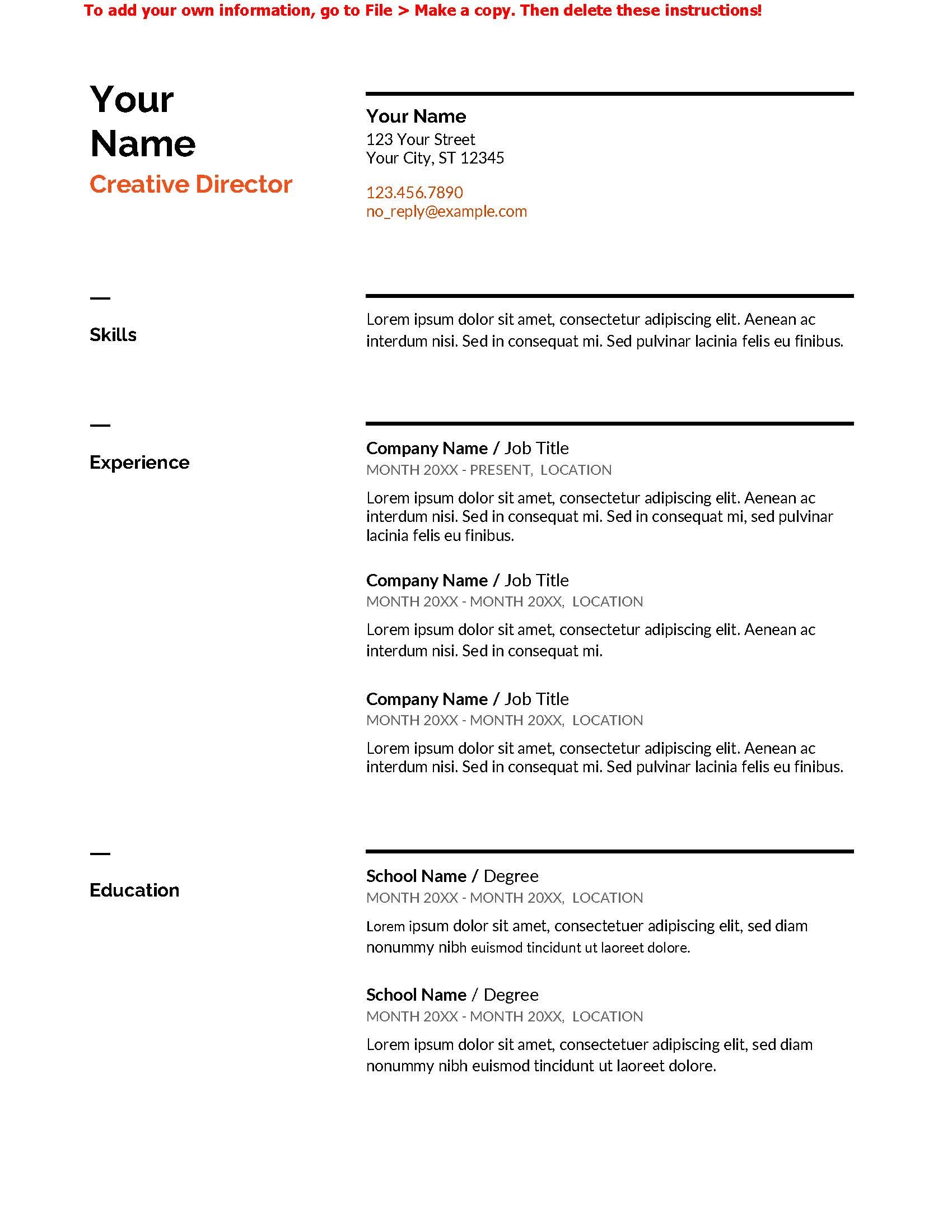 Resume Template B