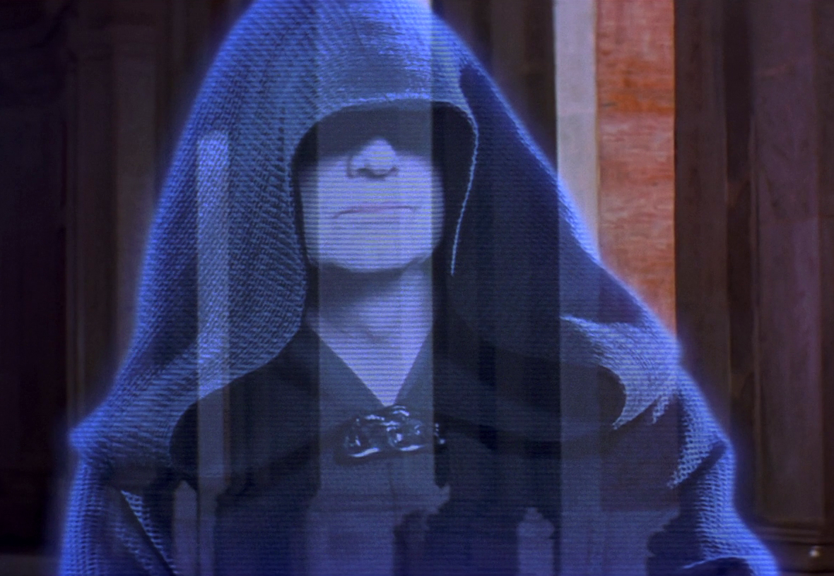 Darth Sidious gives orders via hologram