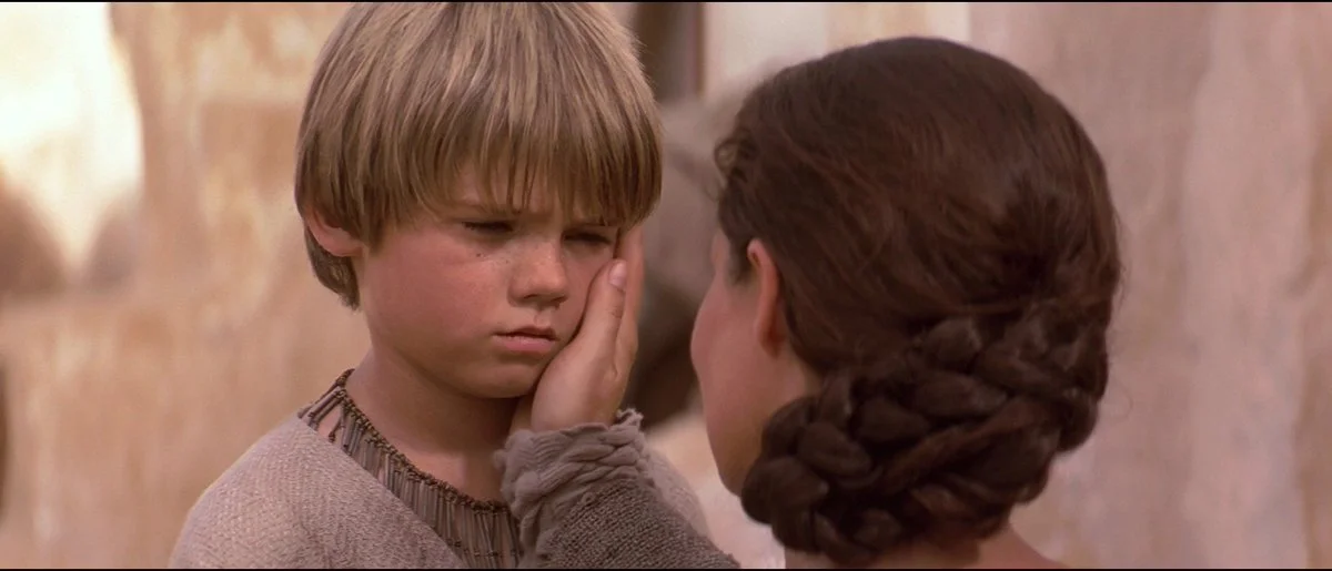Anakin says goodbye to his mother, Shmi Skywalker.