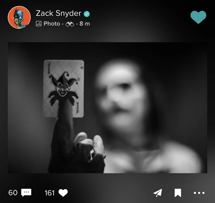 Zack Snyder’s post on Vero