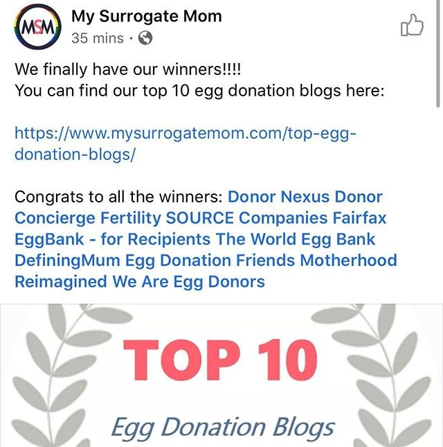 We&rsquo;re so excited to see our name out there for the top egg donation blogs! Have you checked it out yet? 
You can also join our support and advocacy group for egg donors only via the link in our bio!