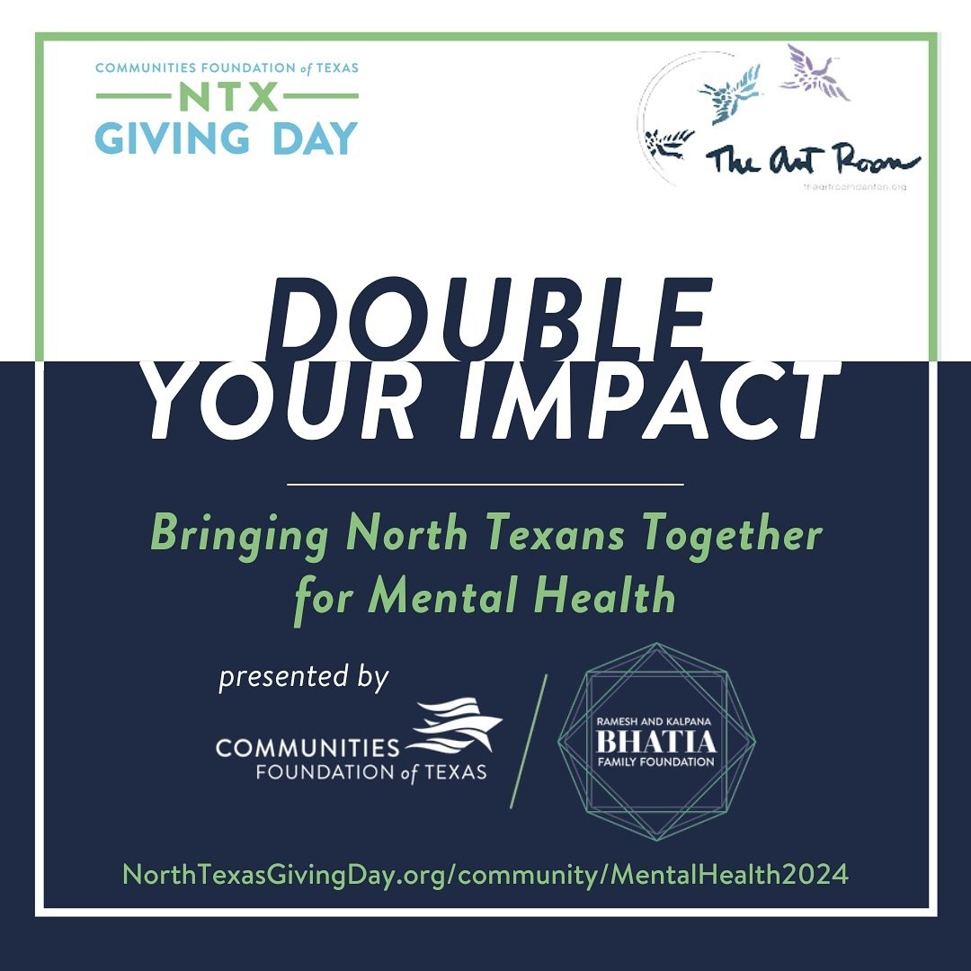 Matching Funds Increased! 💚🫶💚

Hey everyone, matching funds for the @NTXGivingDay Mental Health Awareness month fundraiser has increased by $70,000! 

Please consider donating to the Art Room before May 15 to match funds that help support our miss