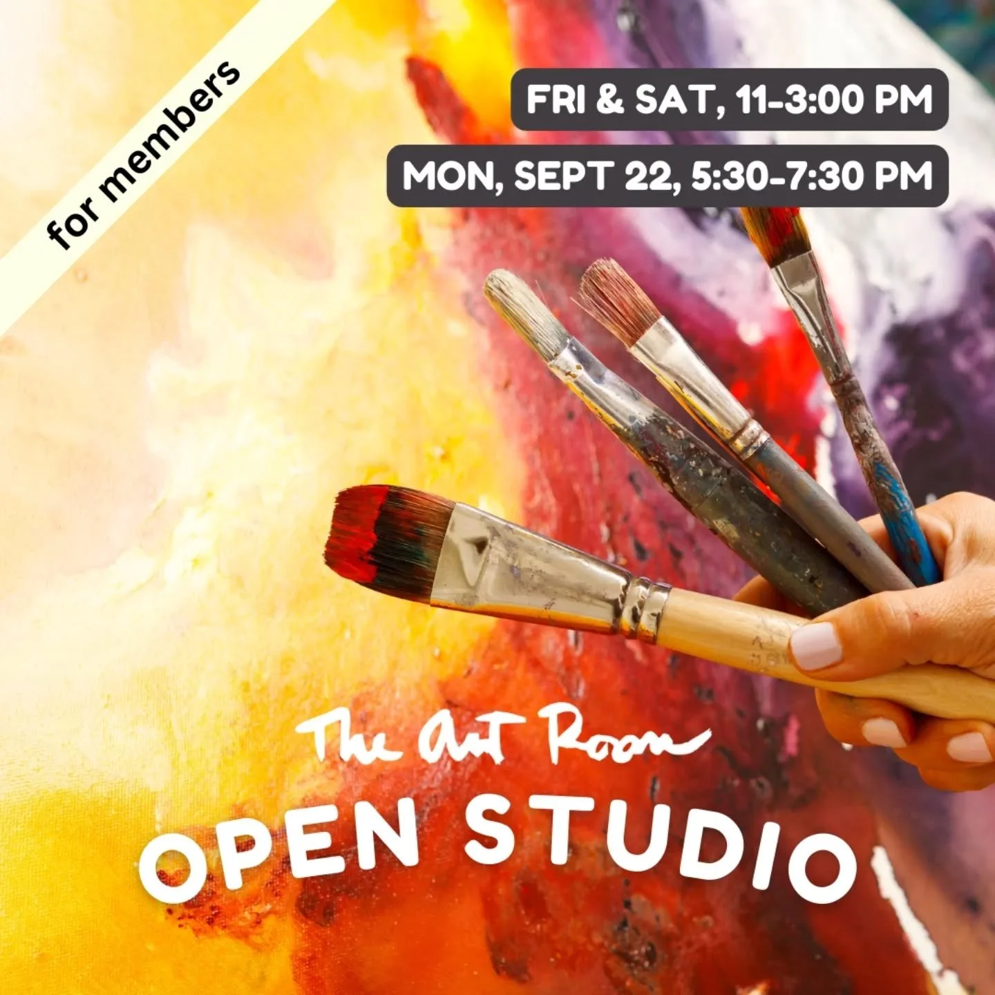 We're looking forward to seeing you at The Art Room during Open Studio hours, Members! 🖌️🖼️✨ 

🎨 Open Studio hours: 
Fri., 11-3:00pm
Sat., 11-3:00pm
Mon., Sept. 22, 5:30-7:30pm
.
.
#art #artist #creativity #mindfulness #selfexpression #DentonTx