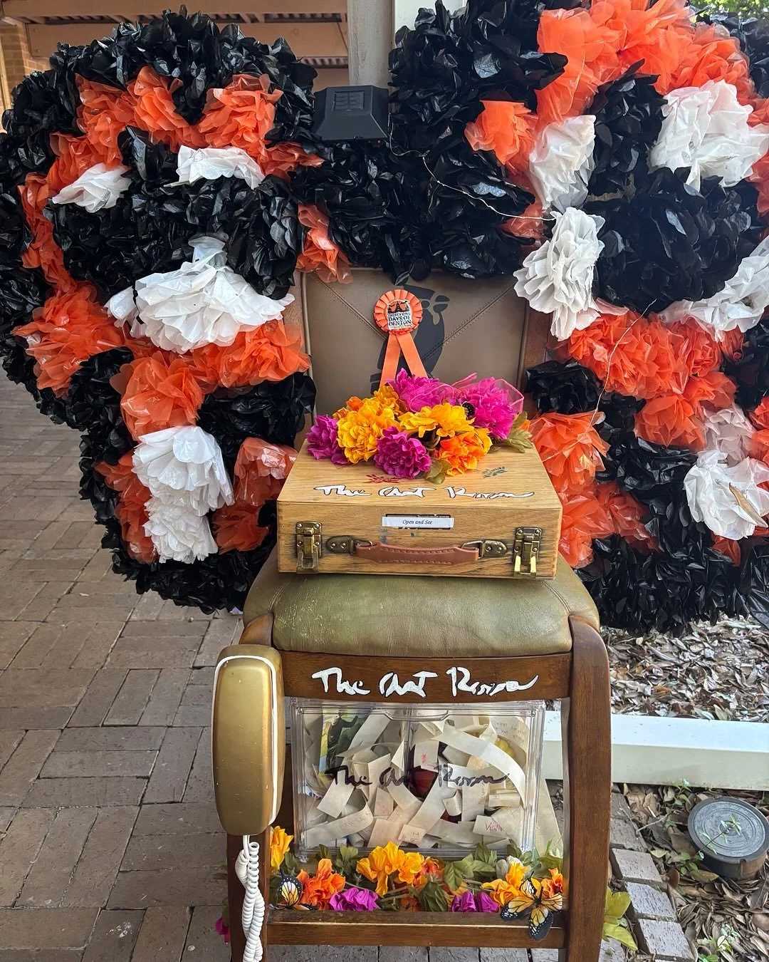 It was such a joy to be part of Denton&rsquo;s Scary Chairy Orchard this year. We loved watching people stop, sit, and share their thoughts with our chair. Yesterday, on All Souls&rsquo; Day, we closed our installation by burning the messages visitor