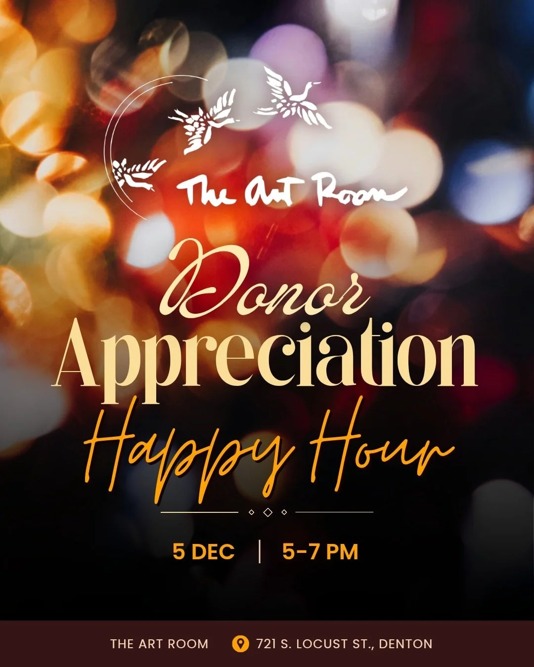 Join us! We're holding a happy hour in gratitude for the donors whose generosity has sustained The Art Room&rsquo;s mission. We welcome the community, Art Room Members, volunteers, and friends to come celebrate with us from 5-7:00pm this Friday! 

De