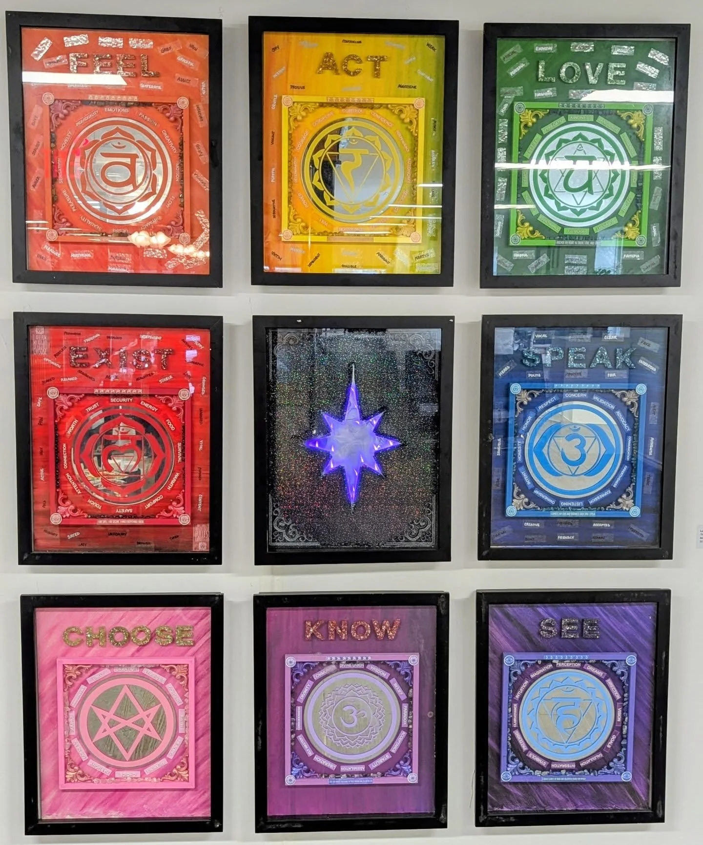 Amazing works on display at The Art Room's Member Exhibition opening happening now through 8:00 at @untcolab in downtown Denton! Join us.

📷 some of the dozens of works in the exhibition:
The Chakra Project by Lotus Major
Mining My Business by Andre