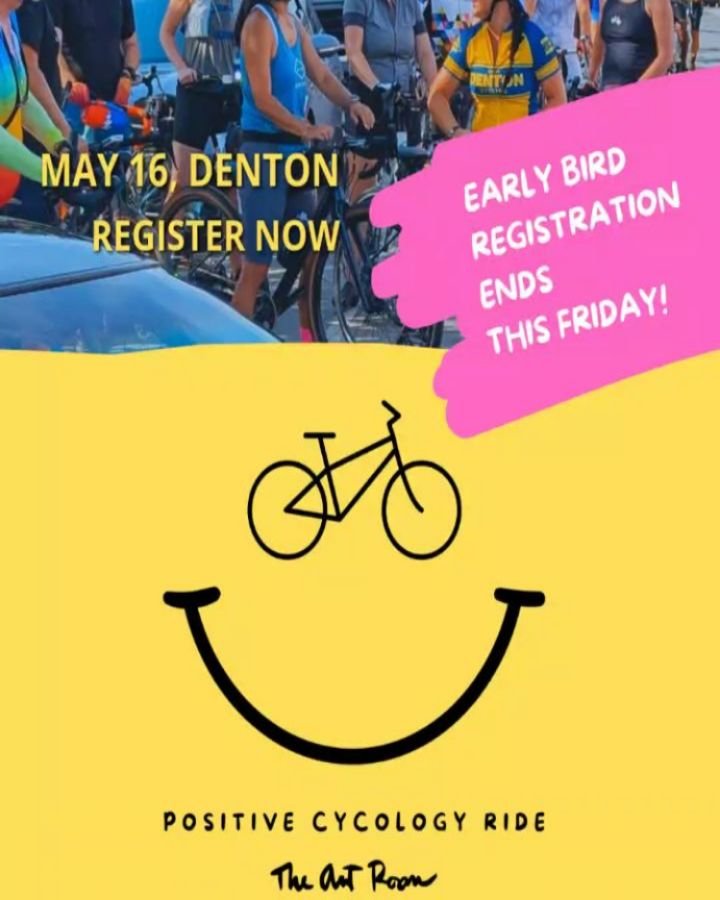 Secure your early registration fee! Our early registration rate ends this Friday, 4/17.

Register now and join us: 
🚴 The Art Room's Positive Cycology Ride fundraiser
🗓️ Sat., 5/16, Denton

Registration link in bio!

Take part in our 4th annual fun