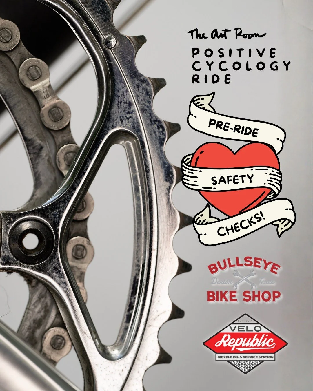 Attention Positive Cycology Ride Bike registrants! Don&rsquo;t forget to get your pre-ride safety checks at @velo_republic and @bullseyebikes --free when you mention the The Art Room's Positive Cycology Ride! We want to ensure a safe ride while offer
