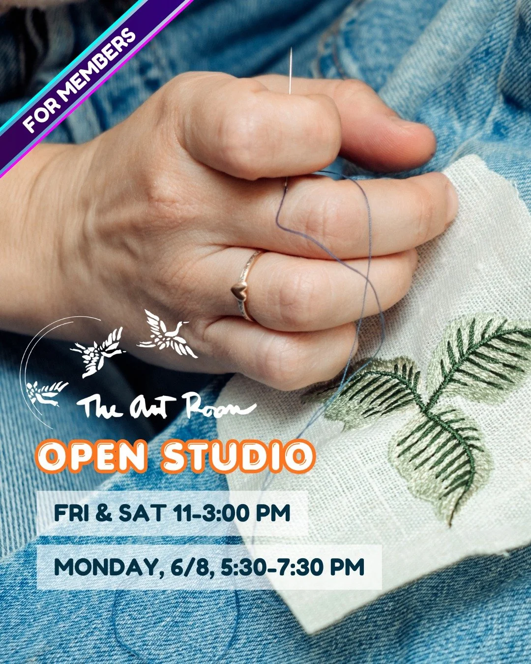 Members, we look forward to seeing you during Open Studio hours at The Art Room today and tomorrow, 11-3:00pm, and this Monday, from 5:30-7:30pm! What will you create? 🎨💡✨

Members' Open Studio Hours:
Friday, 11-3:00pm
Saturday, 11-3:00pm
Monday, J