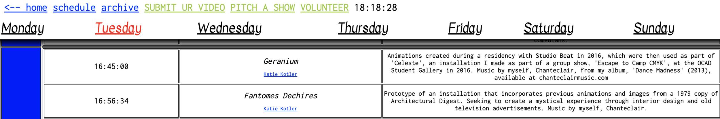 Some of my animations are showing every Tuesday on BUMP Televison at 4:45 p.m. Check it out here.
