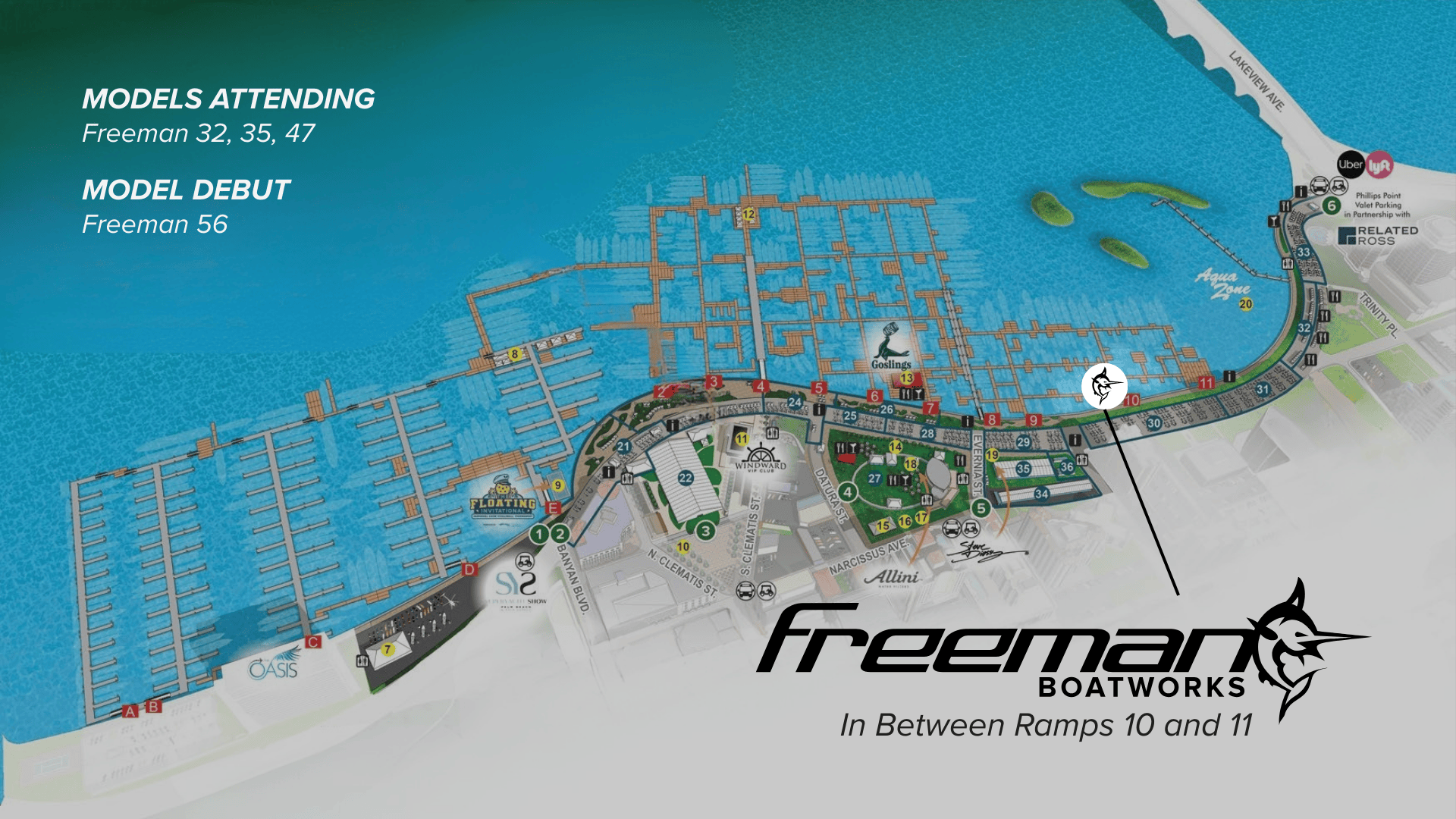 Freeman Boatworks will be attending the Palm Beach International Boat Show 2026 with the Freeman 32, 35, 47, and debuting the all new Freeman 56. Visit the show to see them in between ramps 10 and 11.