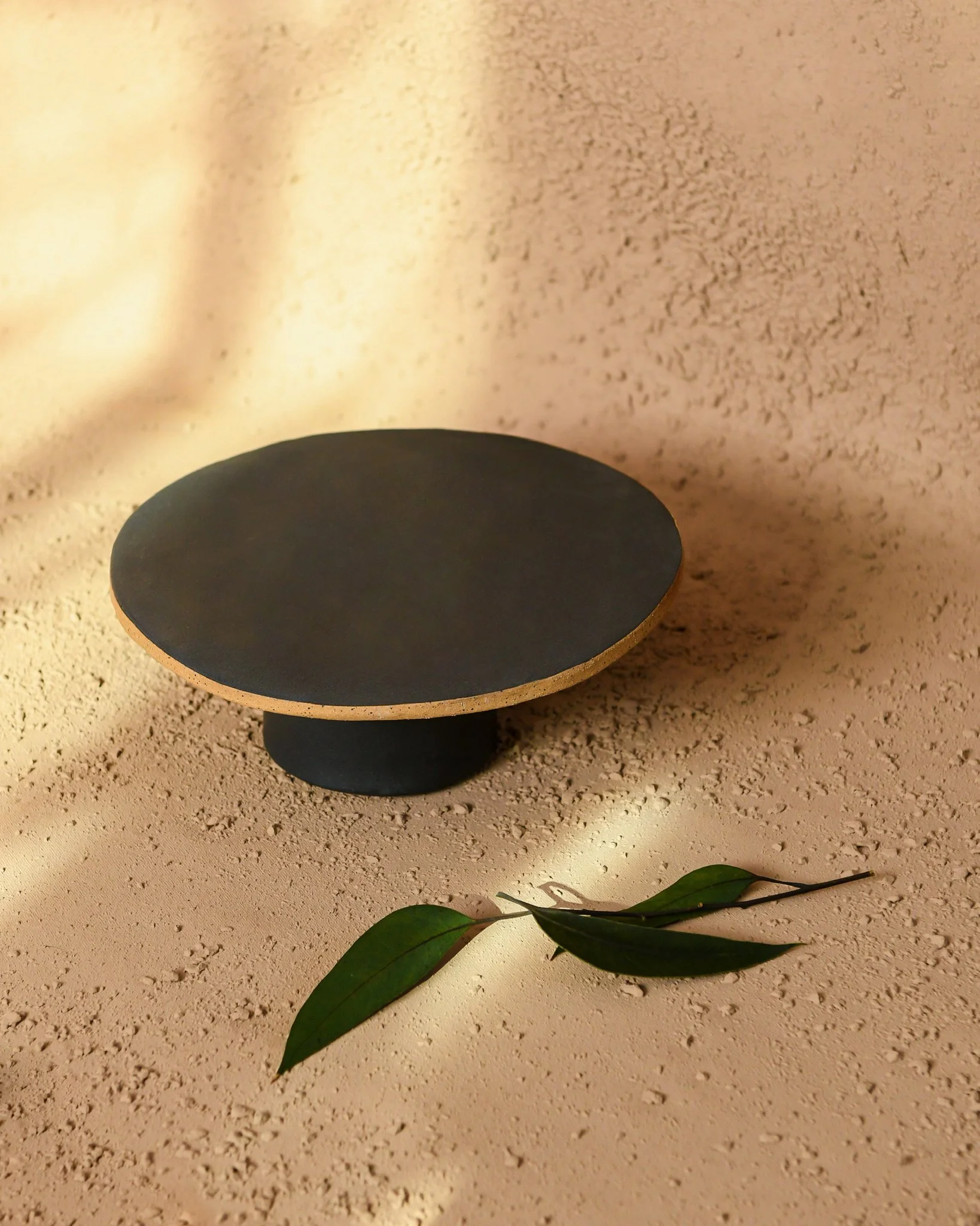 Ceramic Igneous Cake Platter 9'' Round 3'' Tall - $56