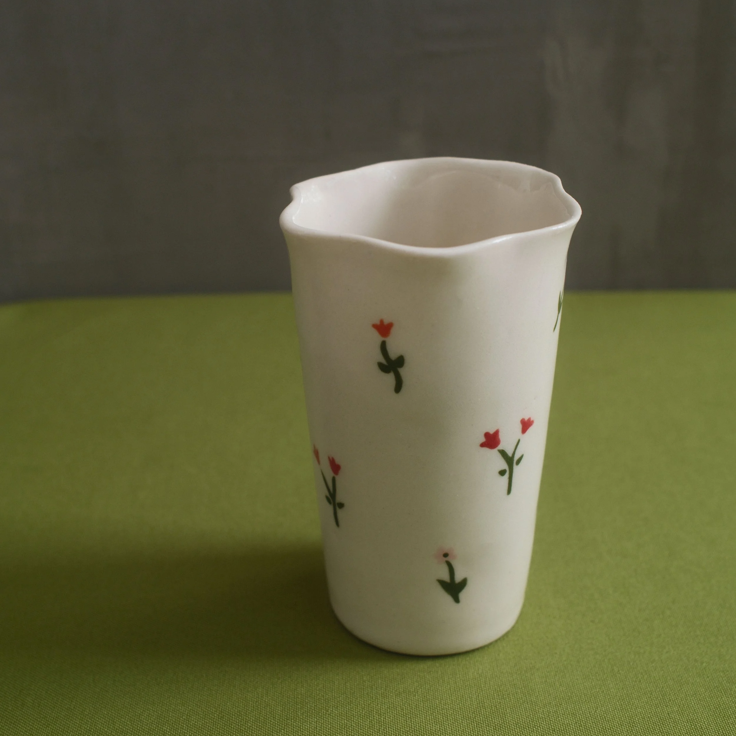 Field of Flowers Ruffled Ceramic Mug/Vase - Dotted