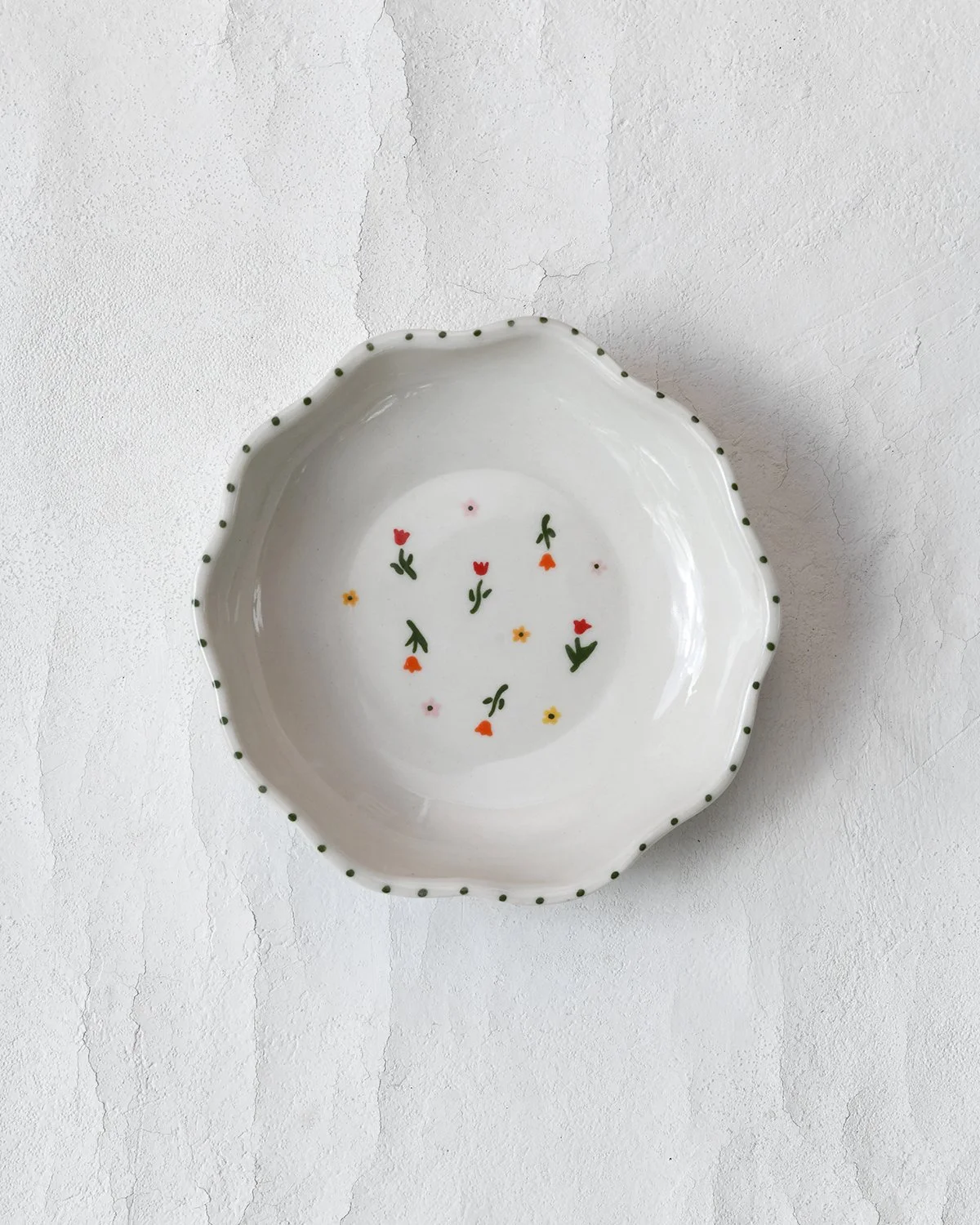 Field of Flowers Ruffled Ceramic Pot