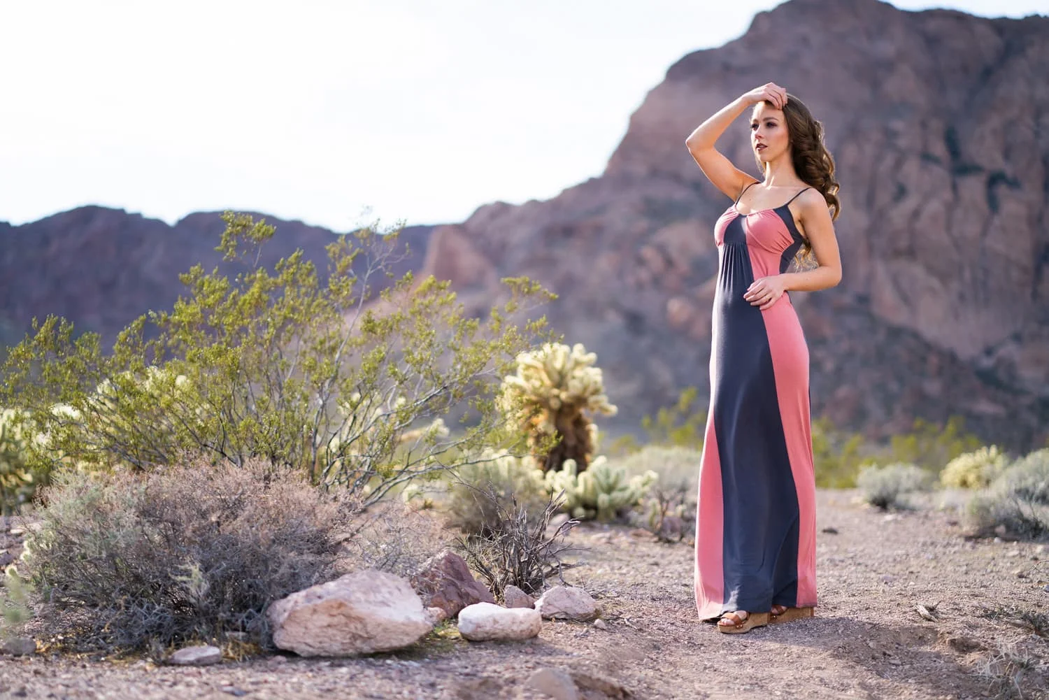 Model Savvy standing in the Desert