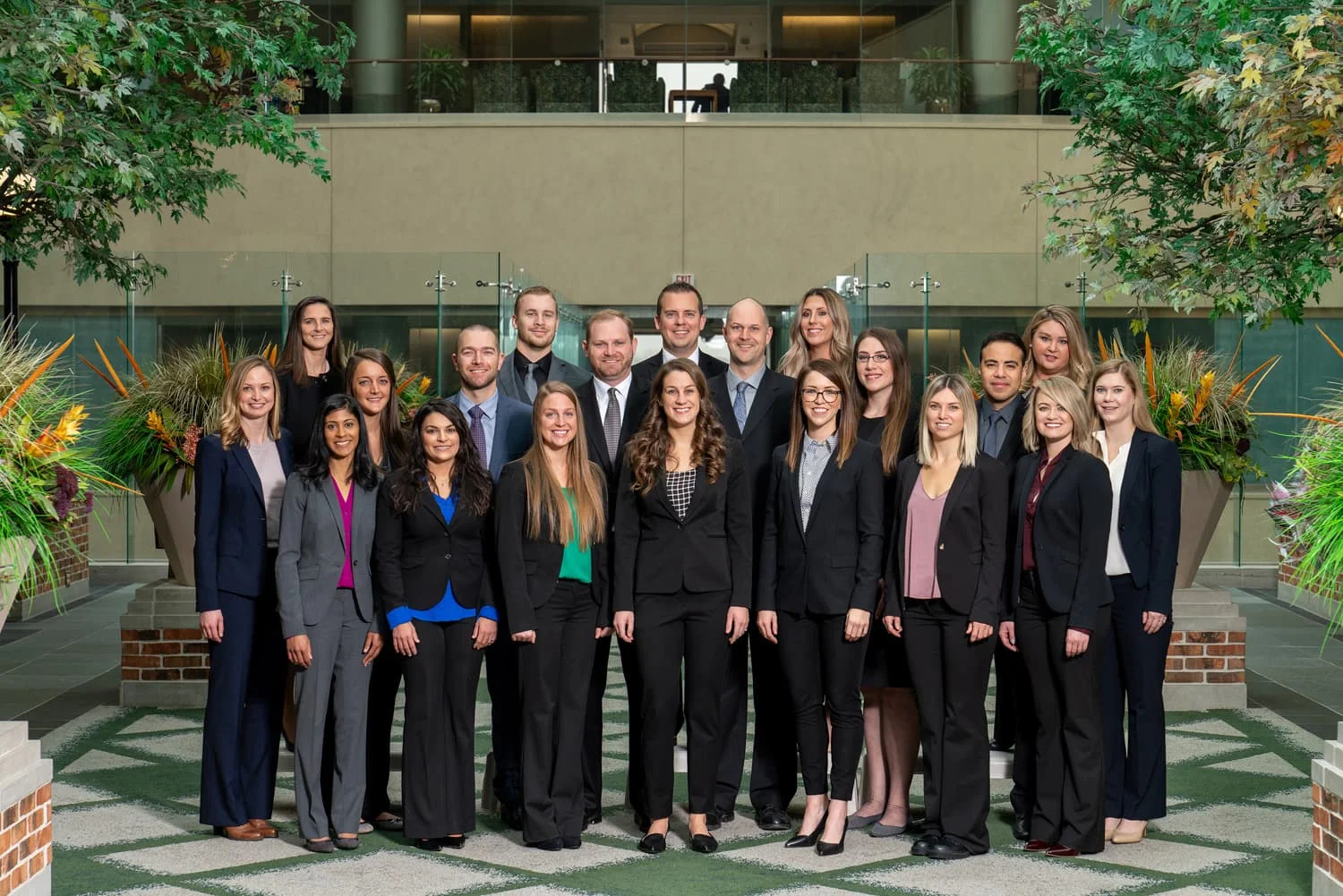 former Oakland University students in a group photo at Beaumont Hospital