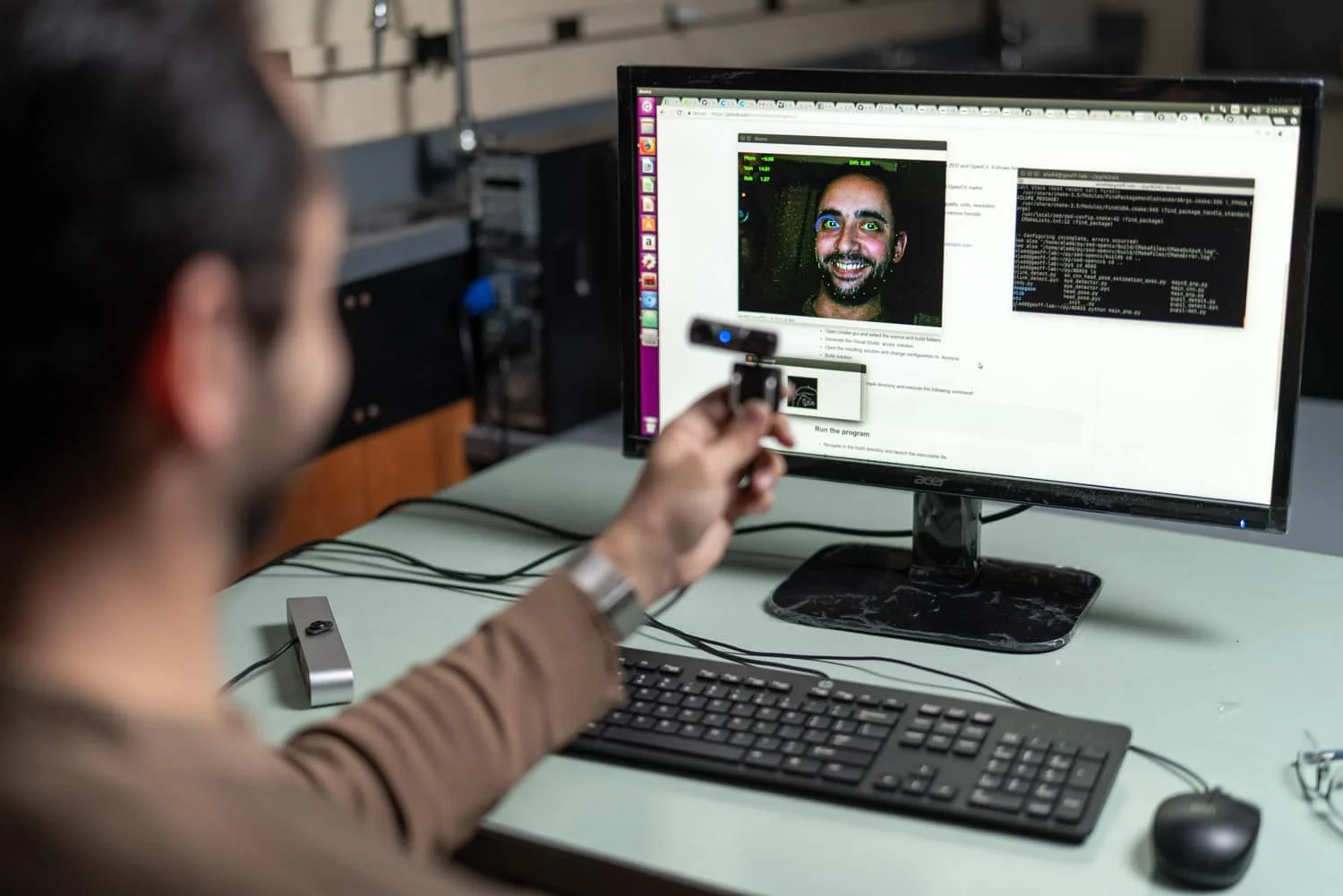camera capturing a students smile on screen