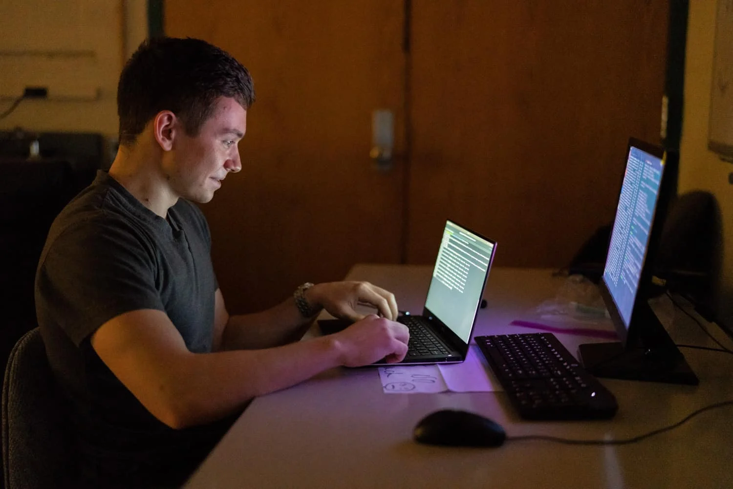 student working on computers