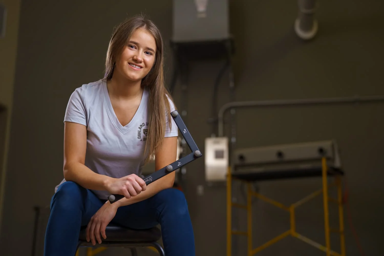 student holding motion capture device