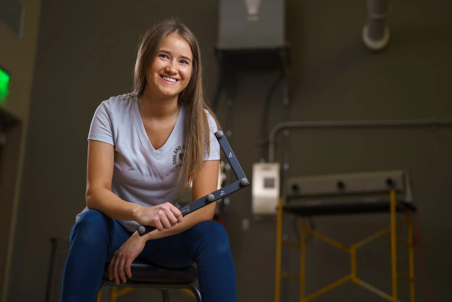student holding motion capture device