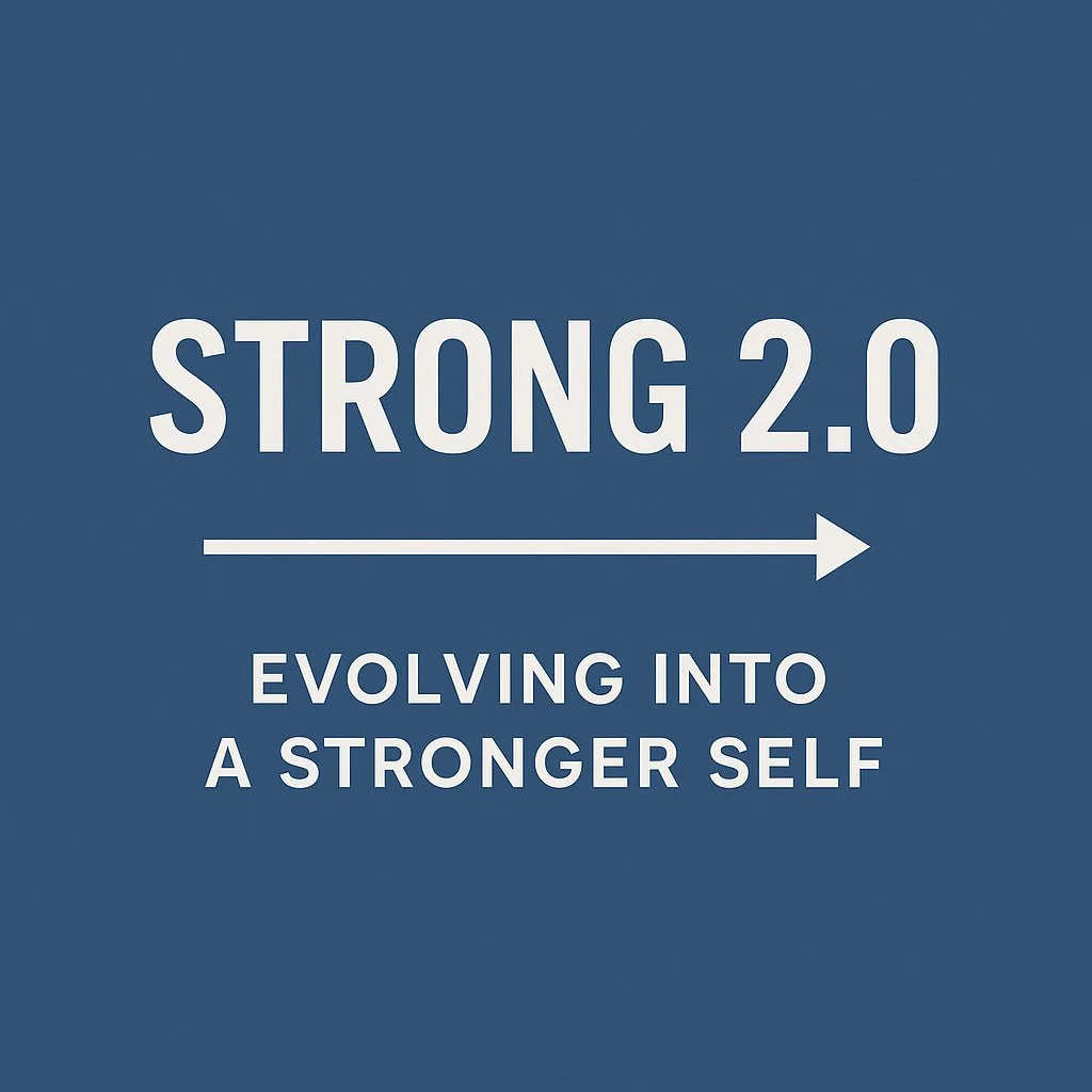 STRONG 2.0 framework graphic illustrating the evolution of a man becoming stronger, more confident, and resilient after prostate cancer treatment.