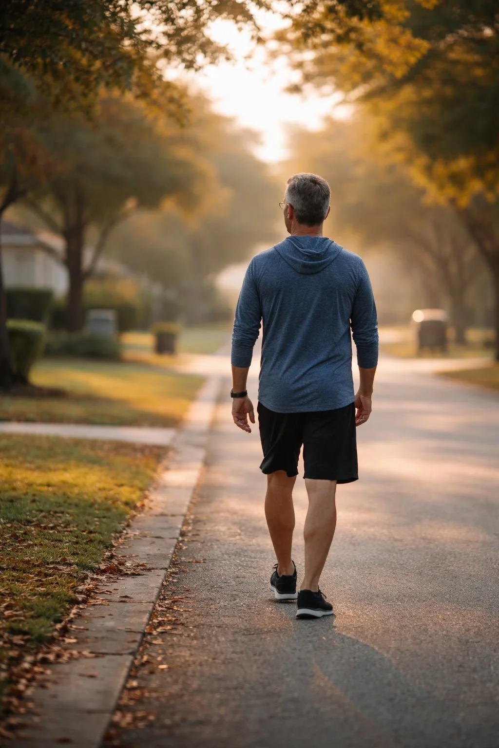 Man walking outdoors to maintain strength and routine during prostate cancer treatment