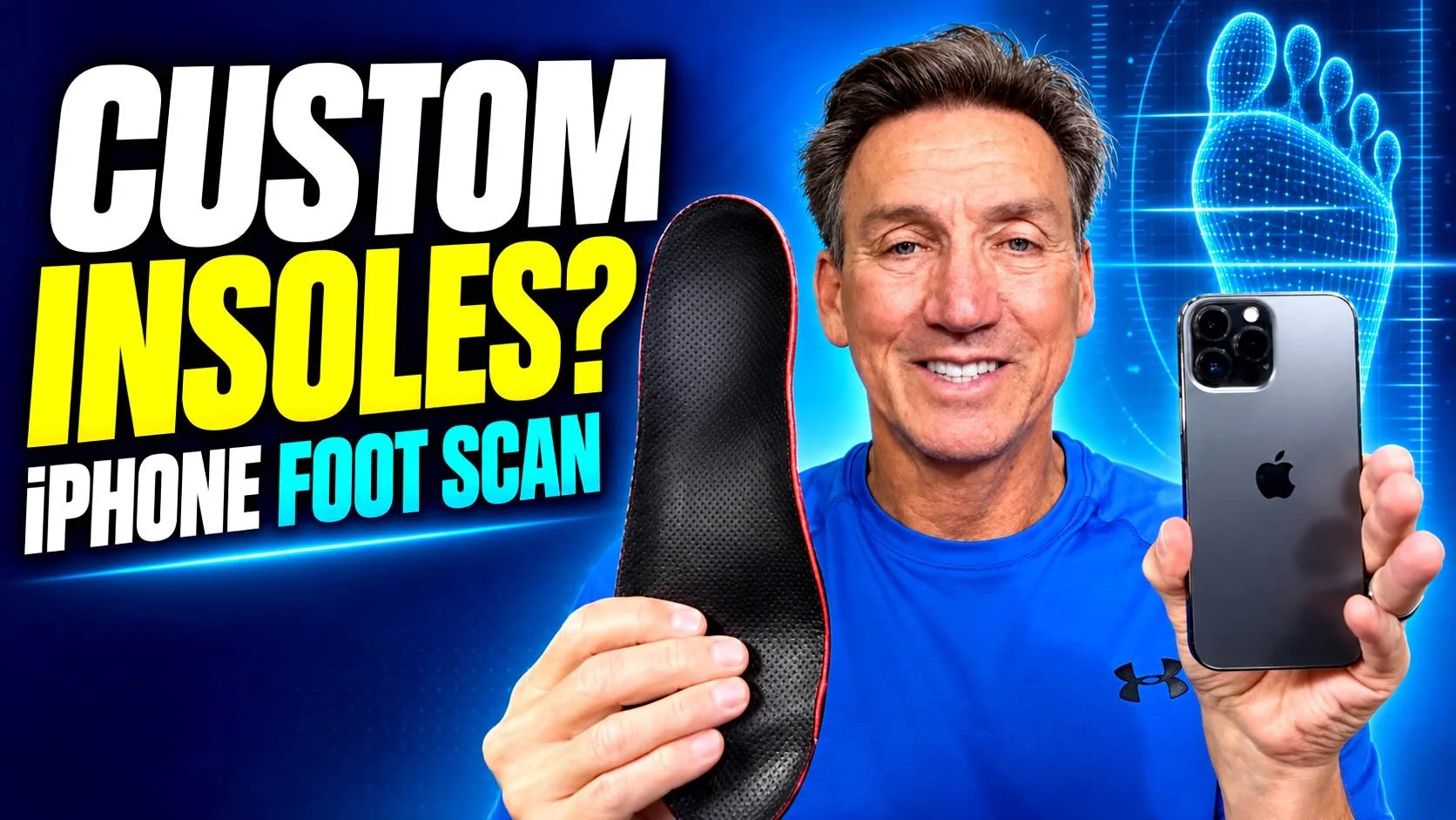 frank ring holding his stride custom insoles holding his iPhone to order