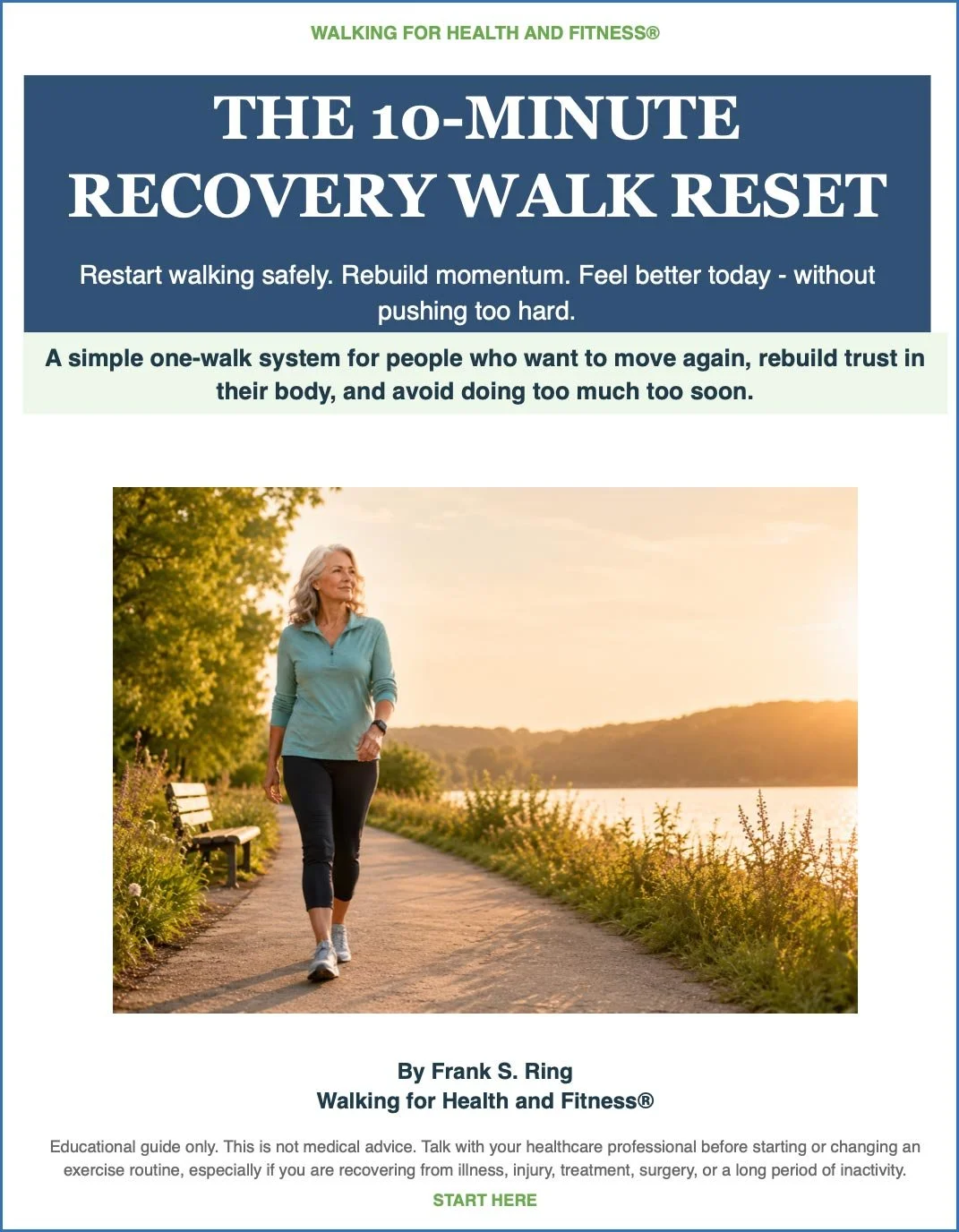10 minute recovery walk reset free guide withwoman walking with smile on face