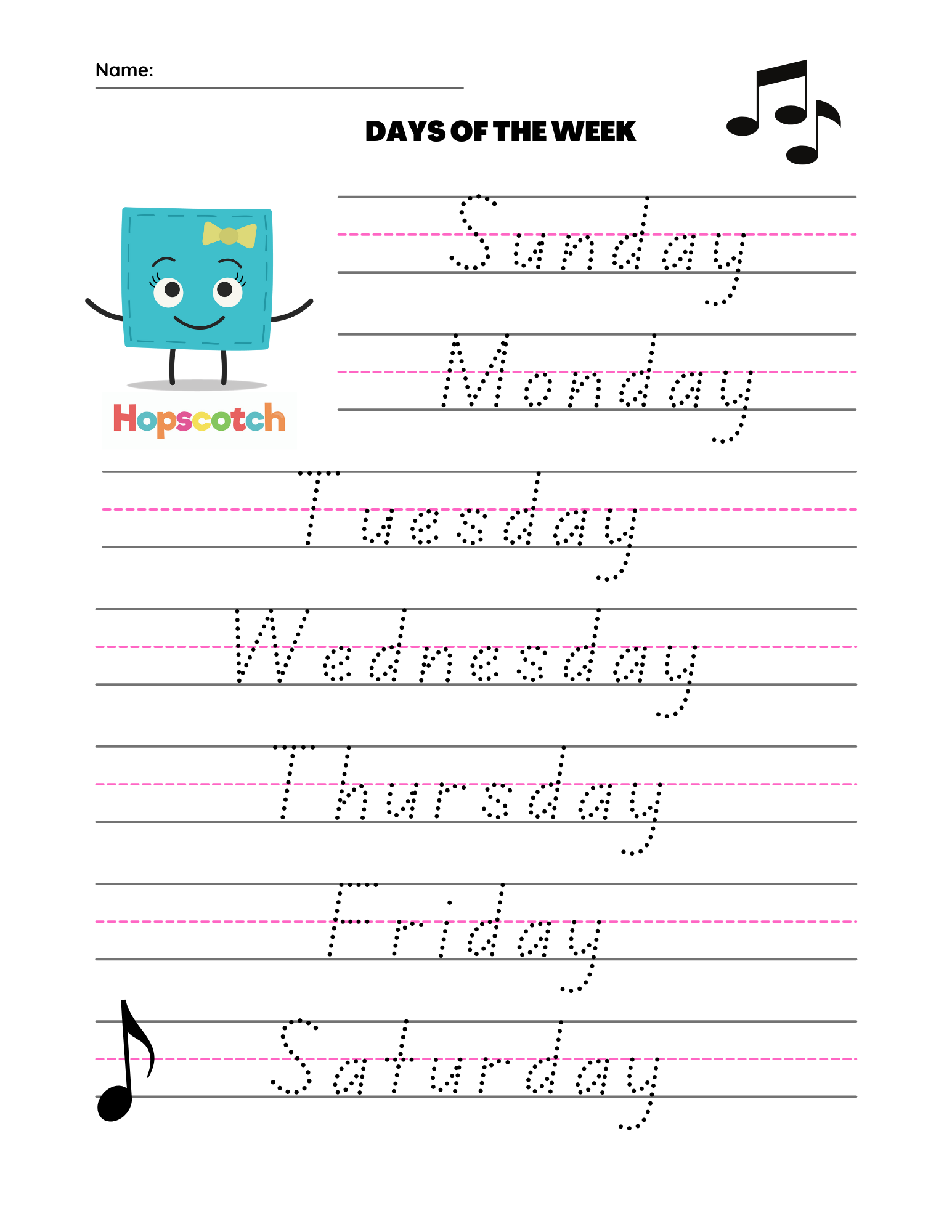 Days of the Week Handwriting.png