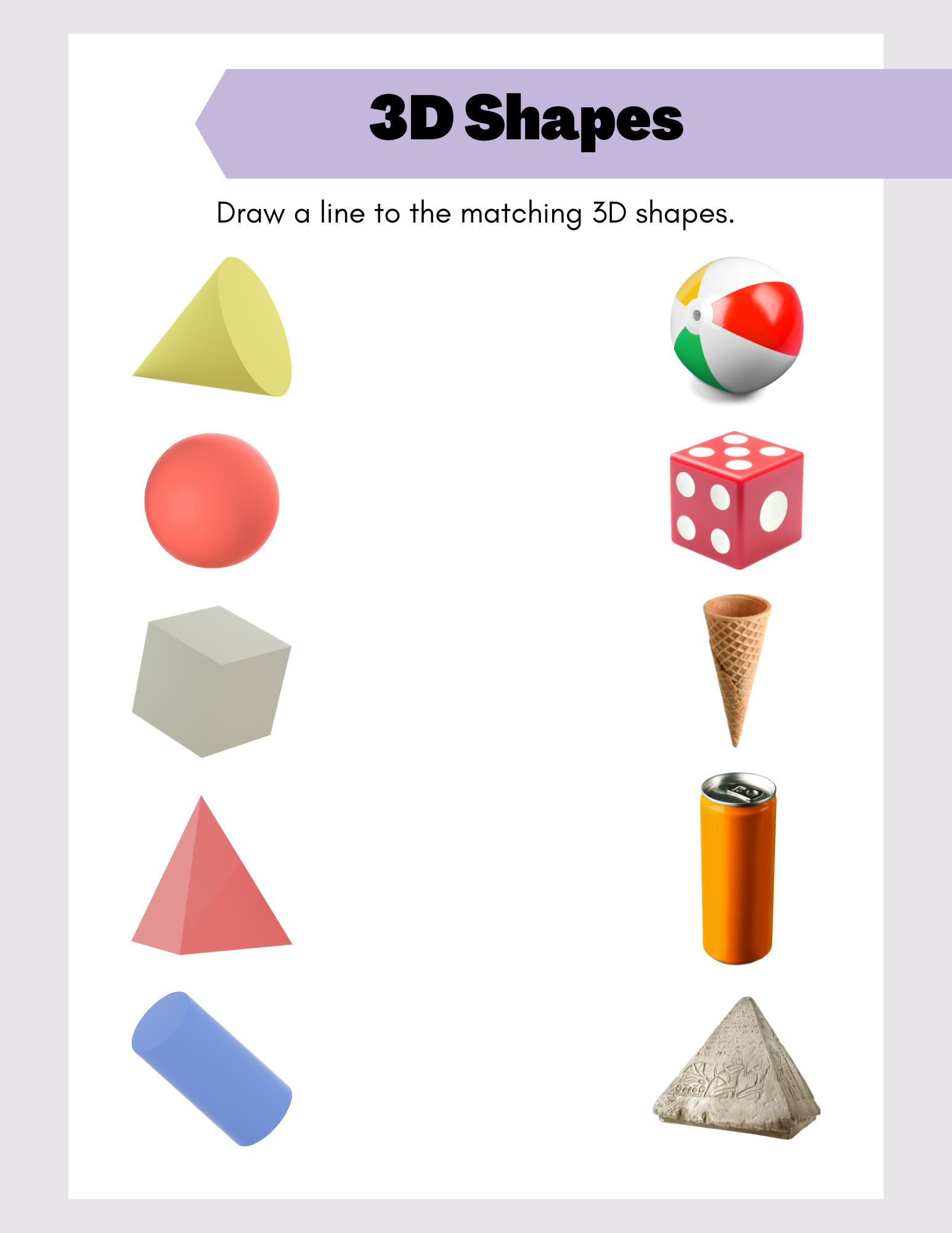 3D Shapes Math Worksheet Hopscotch