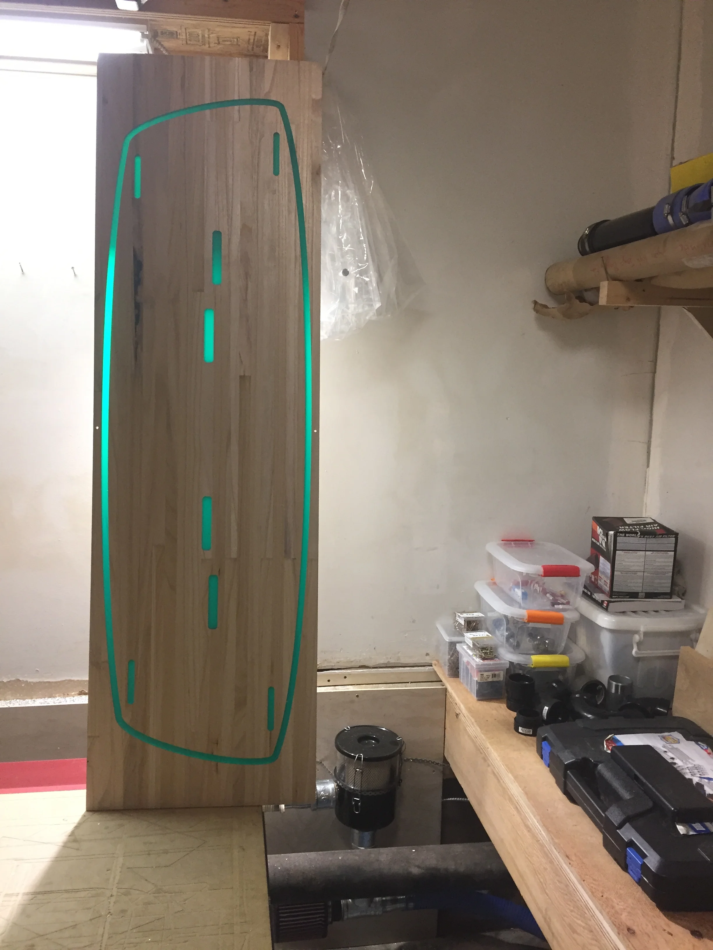 Assymetrical CNC machined kiteboard core