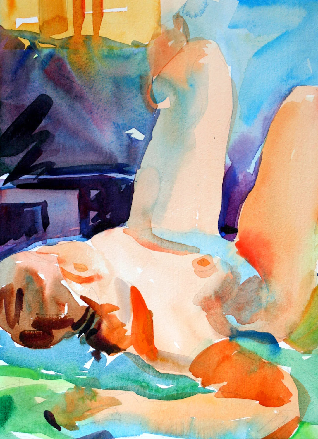 Reclining Figure (orange, gold deep purple)