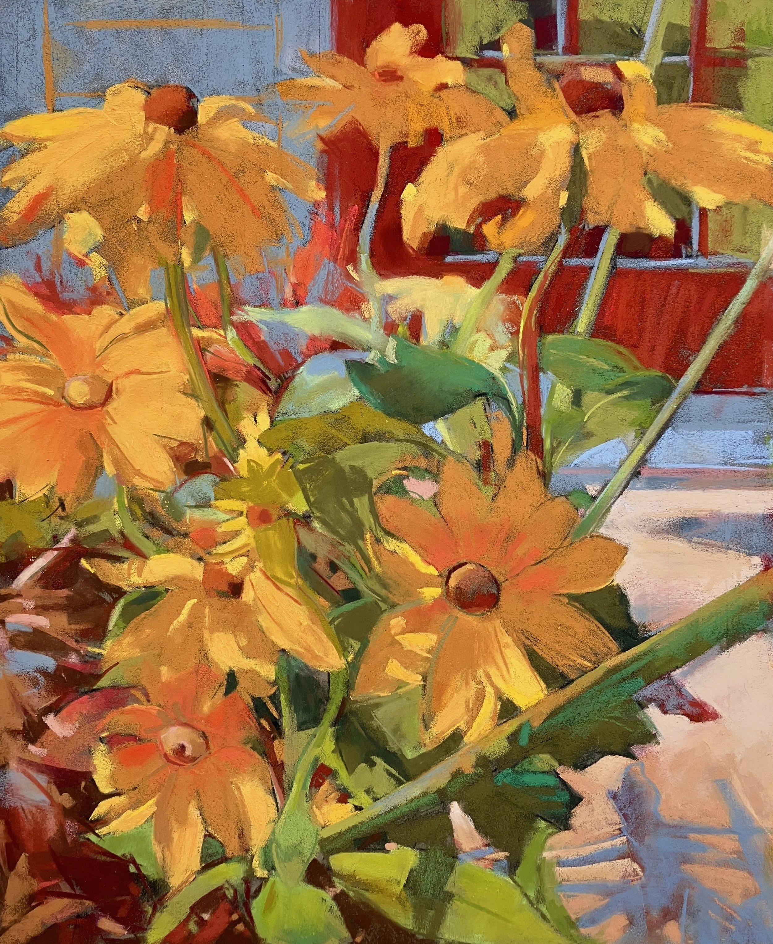   Late Bloomers:   pastel image size 15” x 12”; matted &amp; framed size 21” x 8” (AW366) 