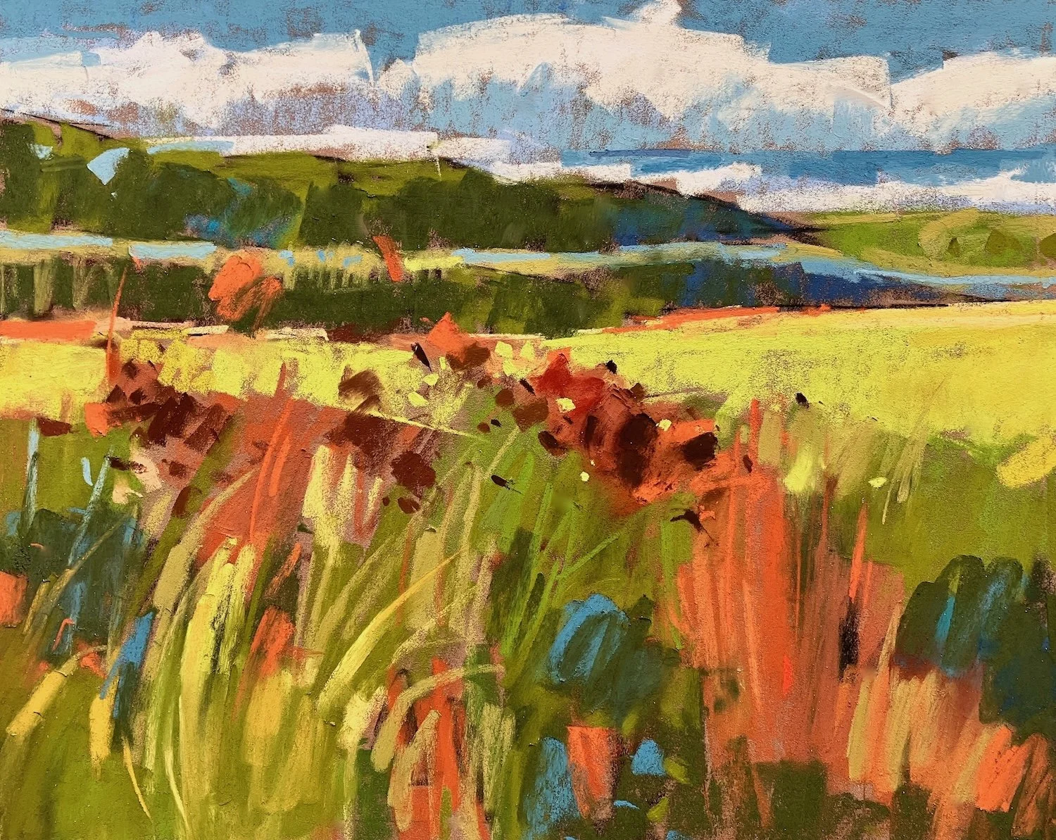   Stand of Wildflowers, Collin’s Park:  pastel image size 8” x 9.5”; matted &amp; framed size 13.5” x 15” (AW#365) 