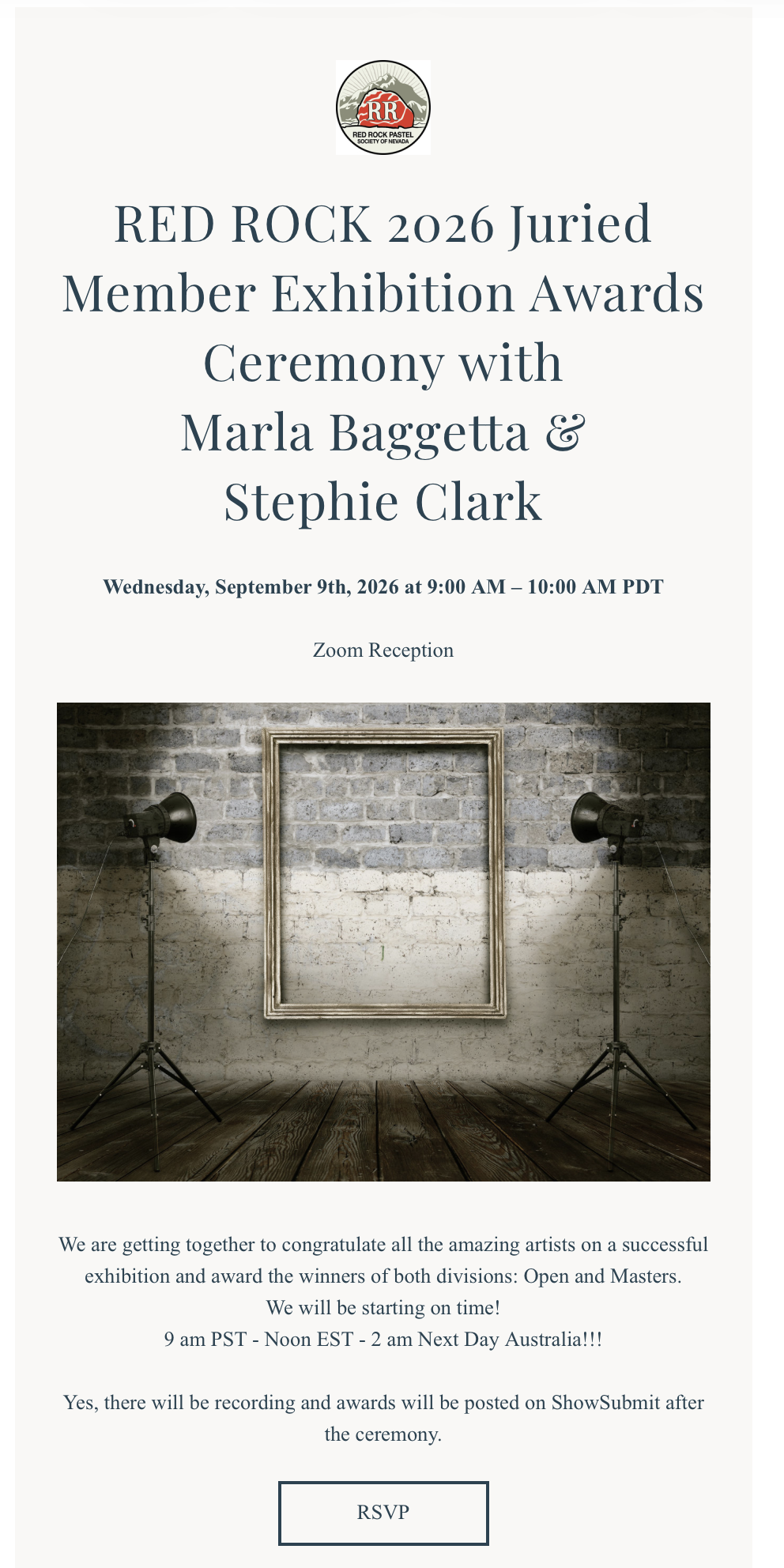RED ROCK 2026 Juried Member Exhibition Awards Ceremony with Marla Baggetta &amp; Stephie Clark