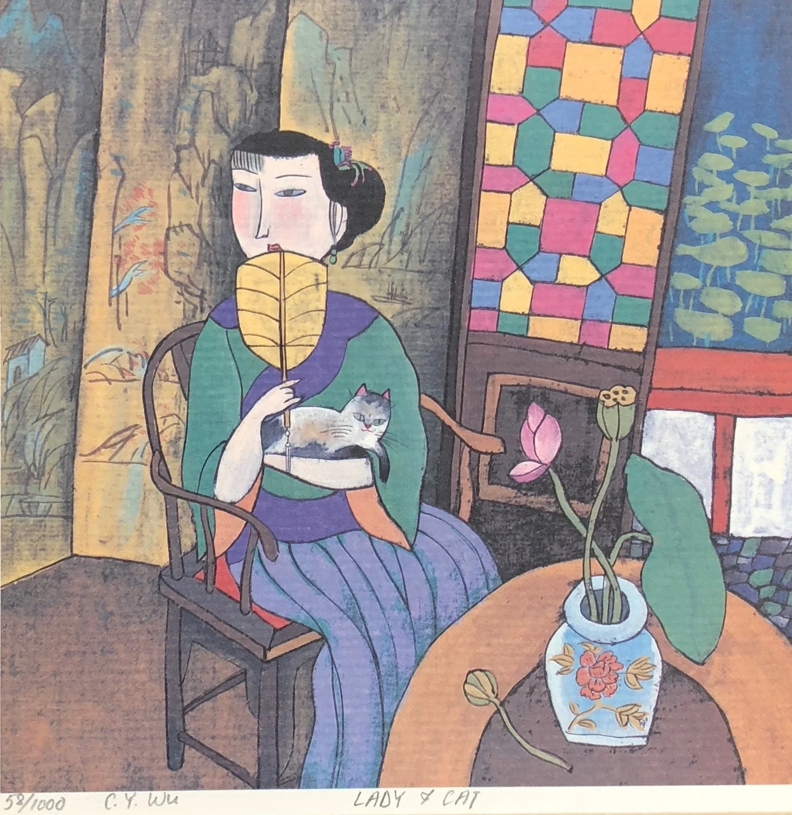 ** SOLD ** LADY AND CAT - 17.5cm (H) x 17.5 (W)Limited Edition Print 52/1000 - SIGNED/AUTOGRAPHEDPrice in HKD - $980Price in AUD - $170