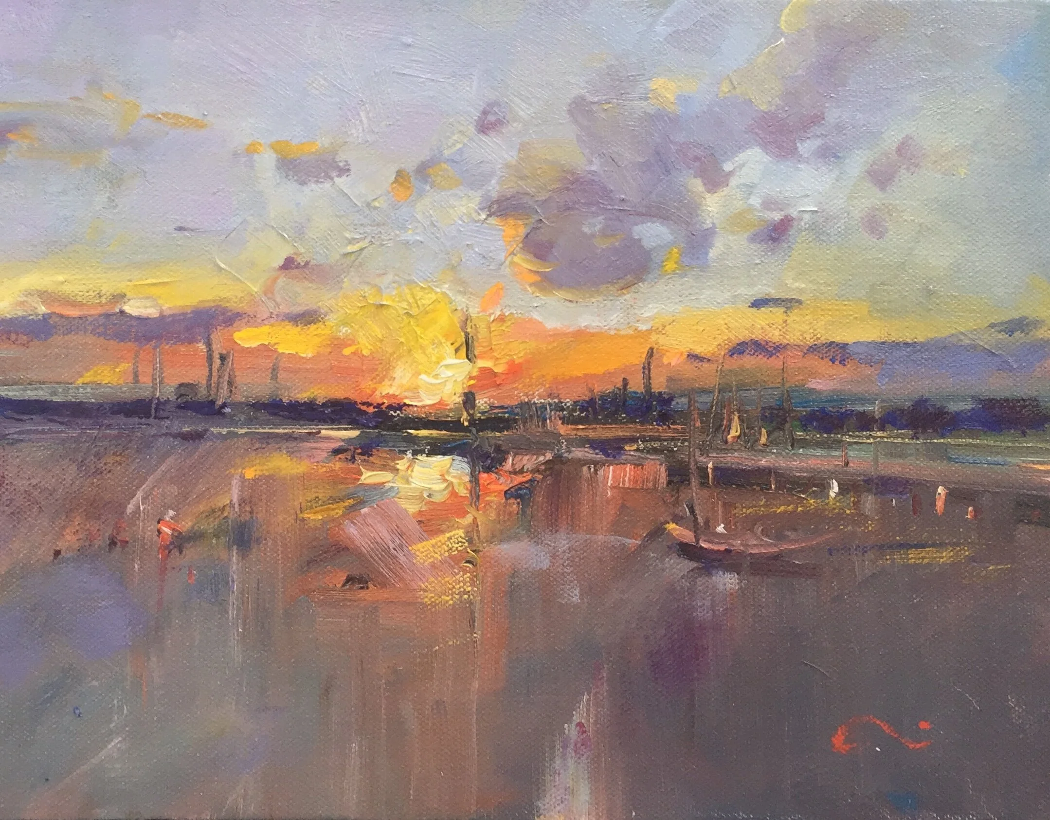 DAYS END AT BRIGHTON BEACH - 35cm (w) x 27cm (H) - OIL PAINTING on CANVASPrice in HKD - $2,380Price in AUD - $390This is an original artwork, comes ready to hang with an external white box frame, and signed with a certificate of authenticity.Descrip…