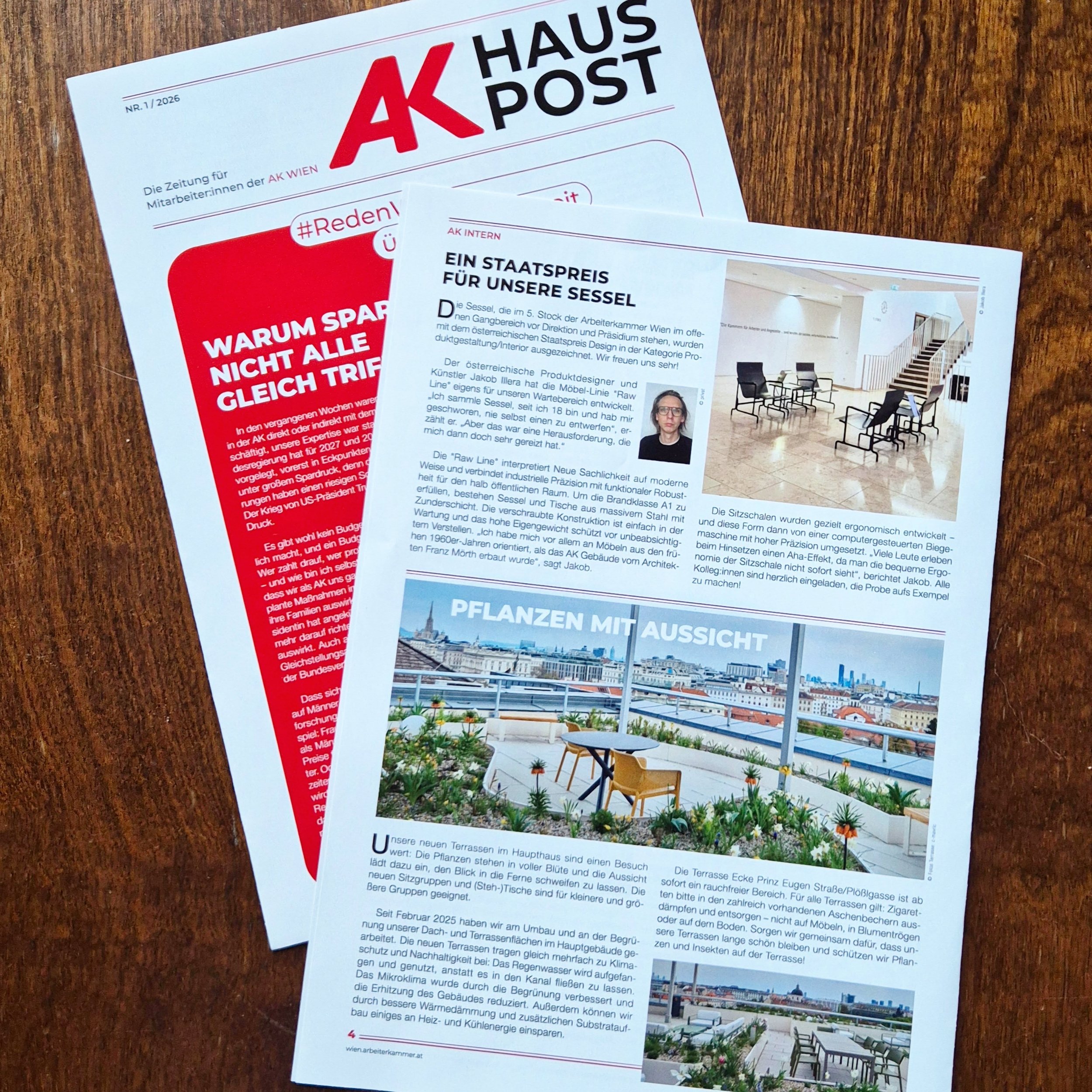 We are proud and deeply touched🥰 to be featured with our furniture in the AK-Wien in-house magazine. Thank you very much for this recognition @diearbeiterkammer
