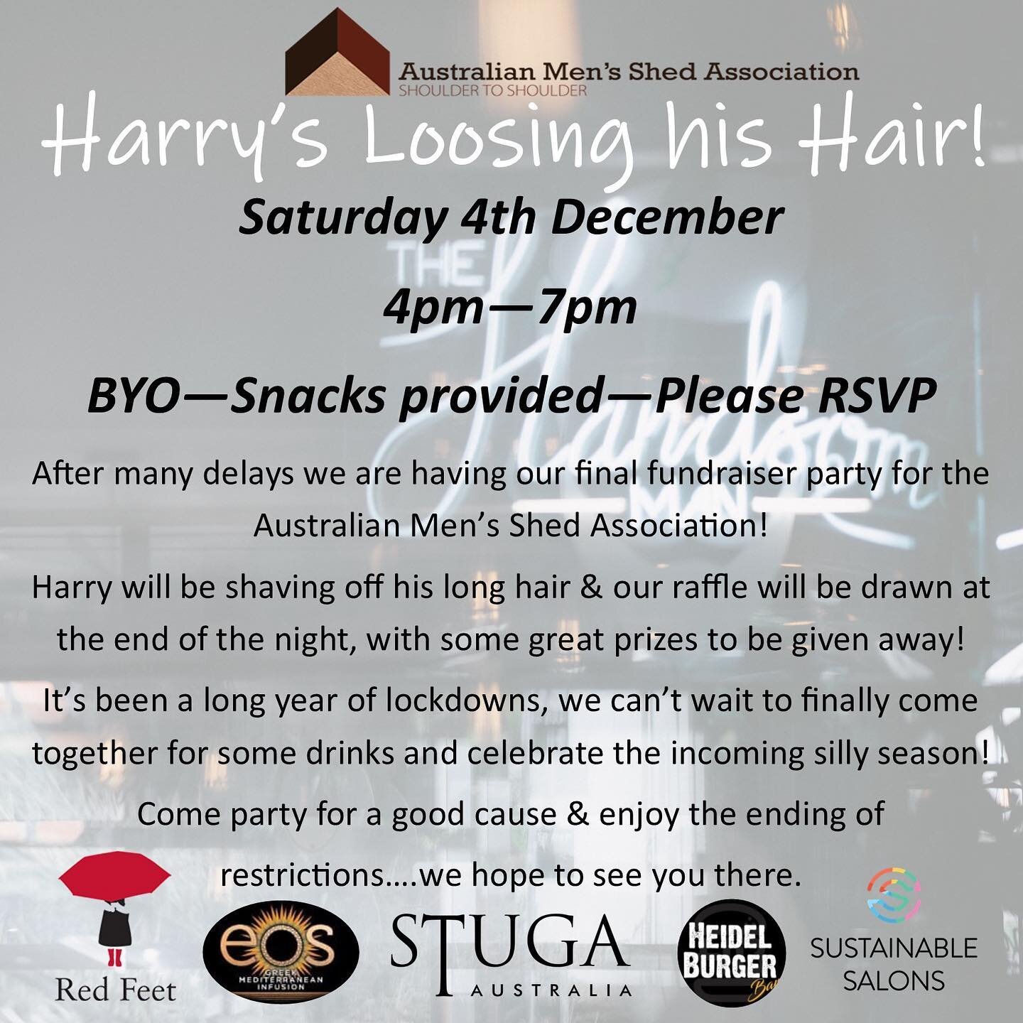It&rsquo;s that time of year again 🎉 
Join us next Saturday the 4th for some drinks and watch Harry loose his hair!