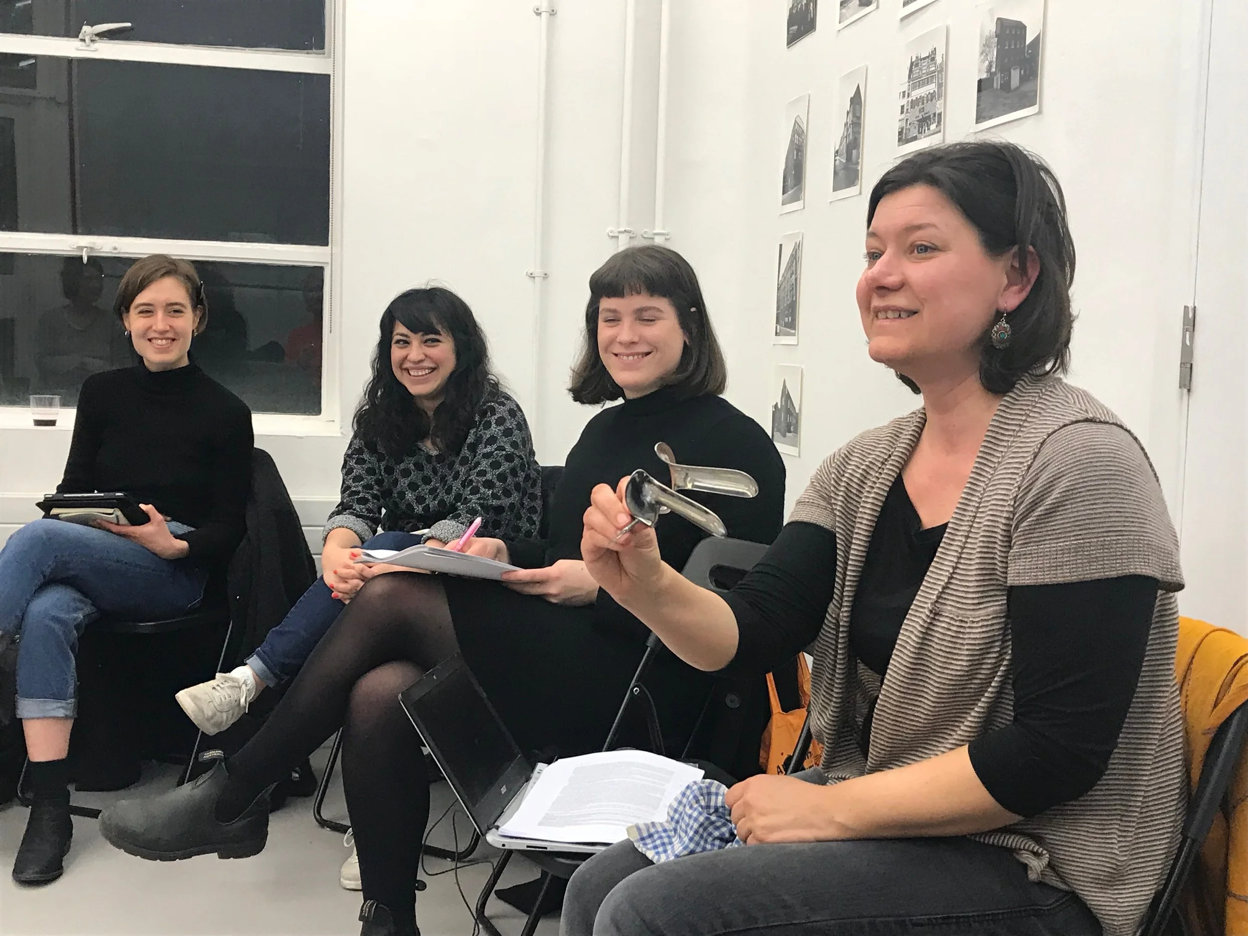 Feminist Duration Reading Group on Lea Melandri, 6th March 2018, led by Sara Paiola (right). Photo Helena Reckitt.