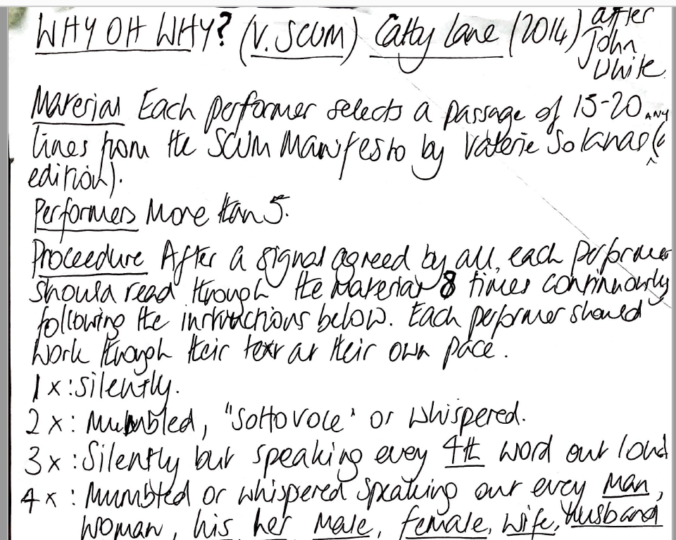 Why Oh Why? v. SCUM, Score by Cathy Lane