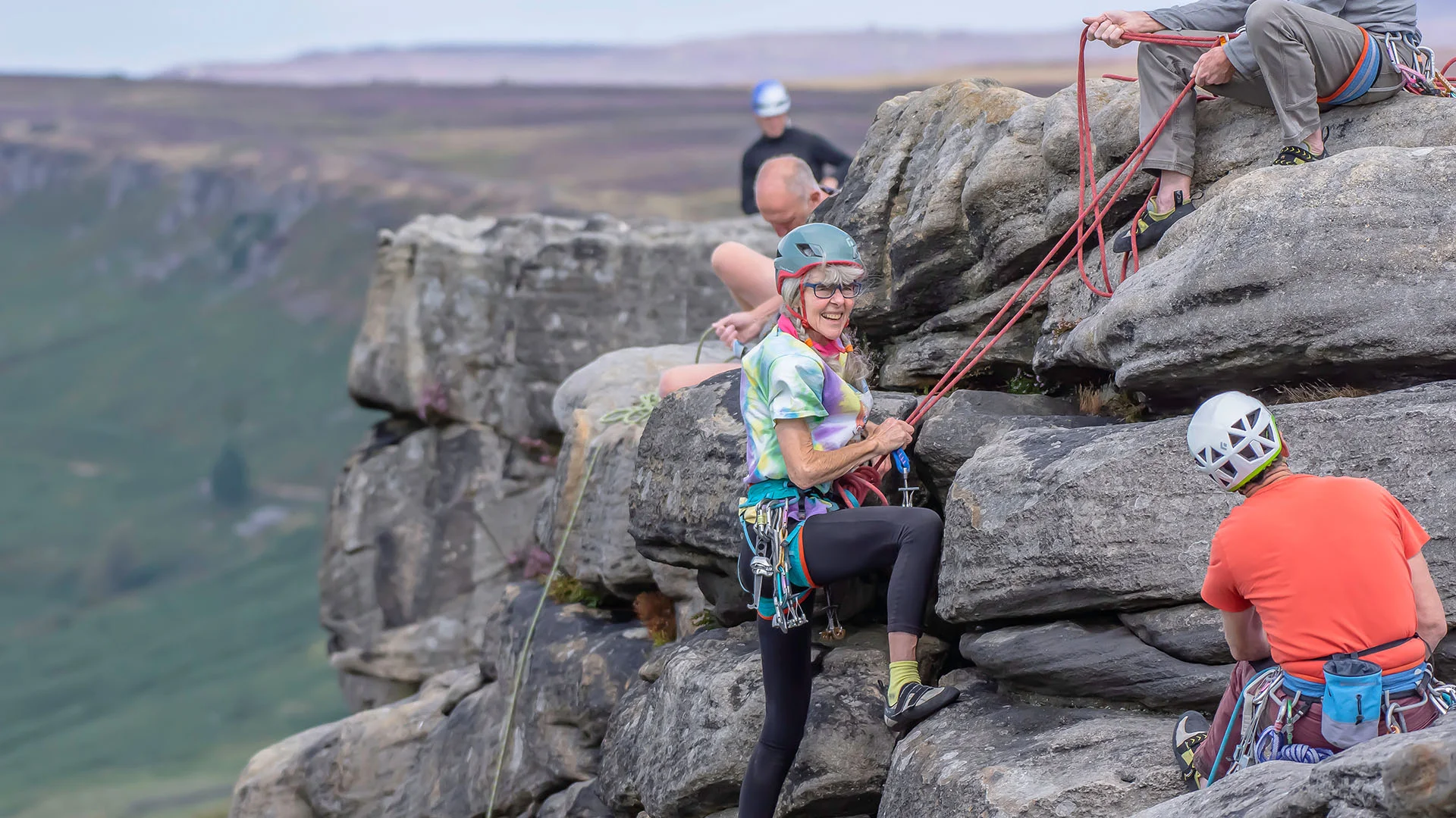 Climbing on Stanage Edge